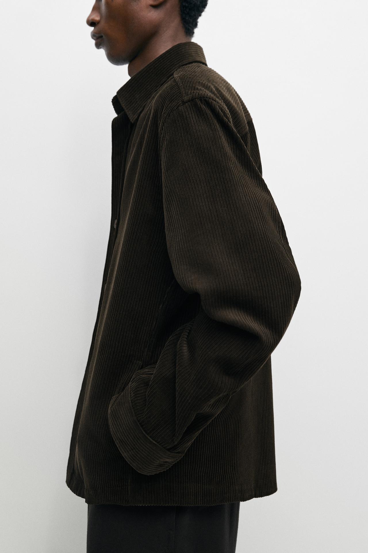 100% cotton corduroy overshirt — GREEN