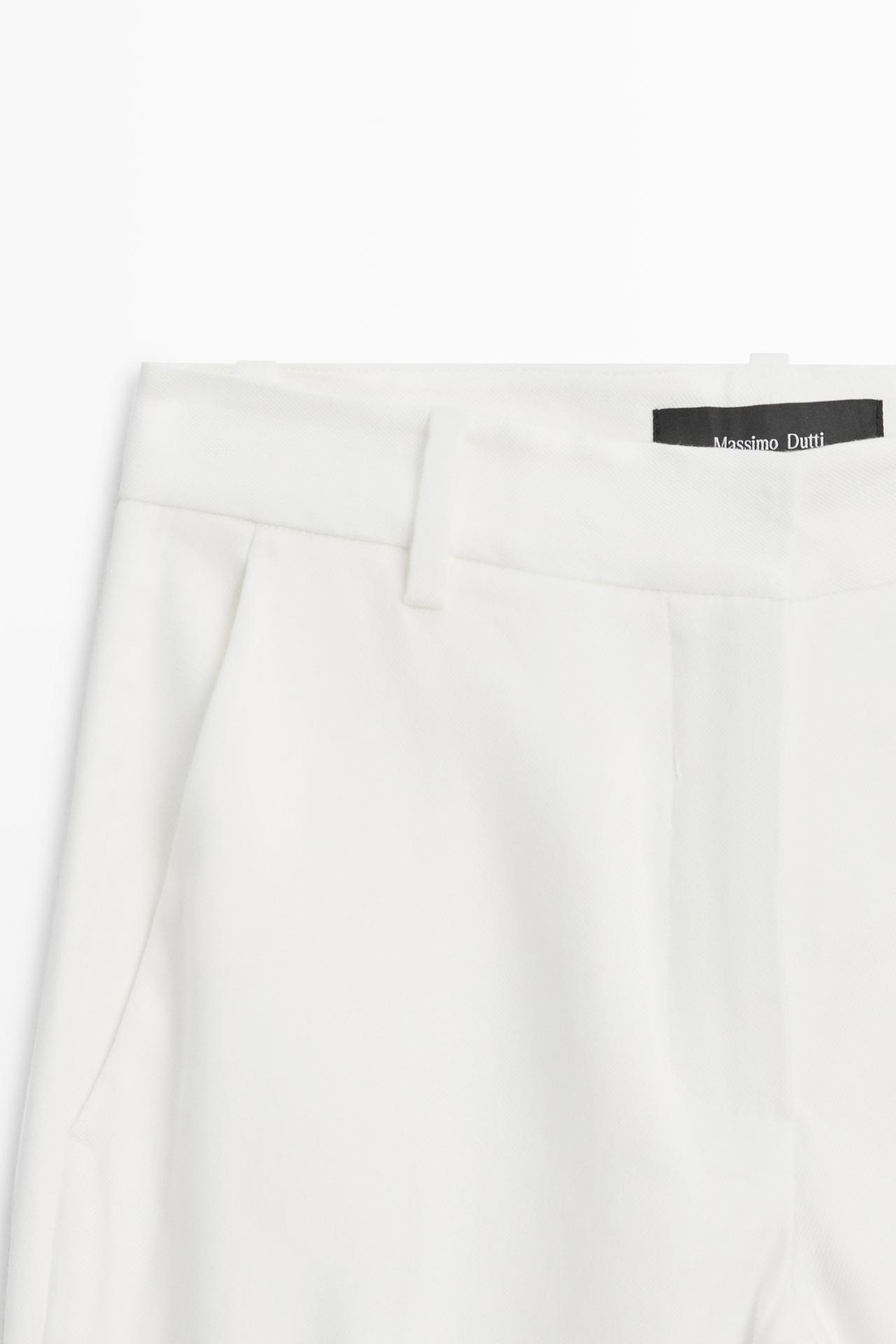 Straight-leg linen blend trousers — WHITE