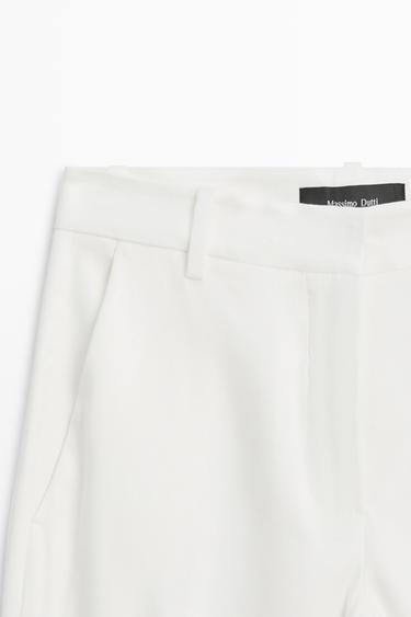 Straight-leg linen blend trousers — WHITE 4