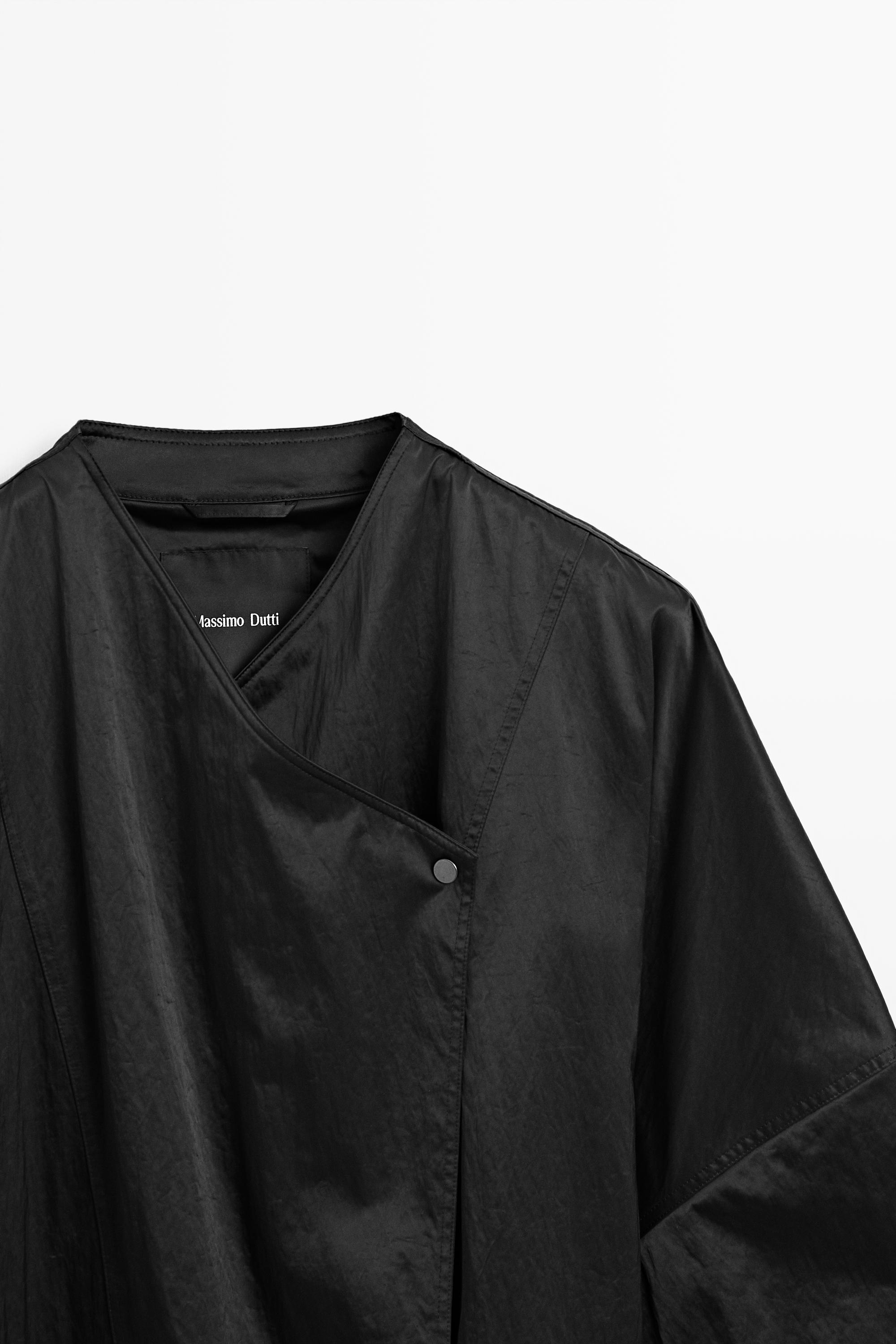 Double-breasted tie-waist jacket — BLACK