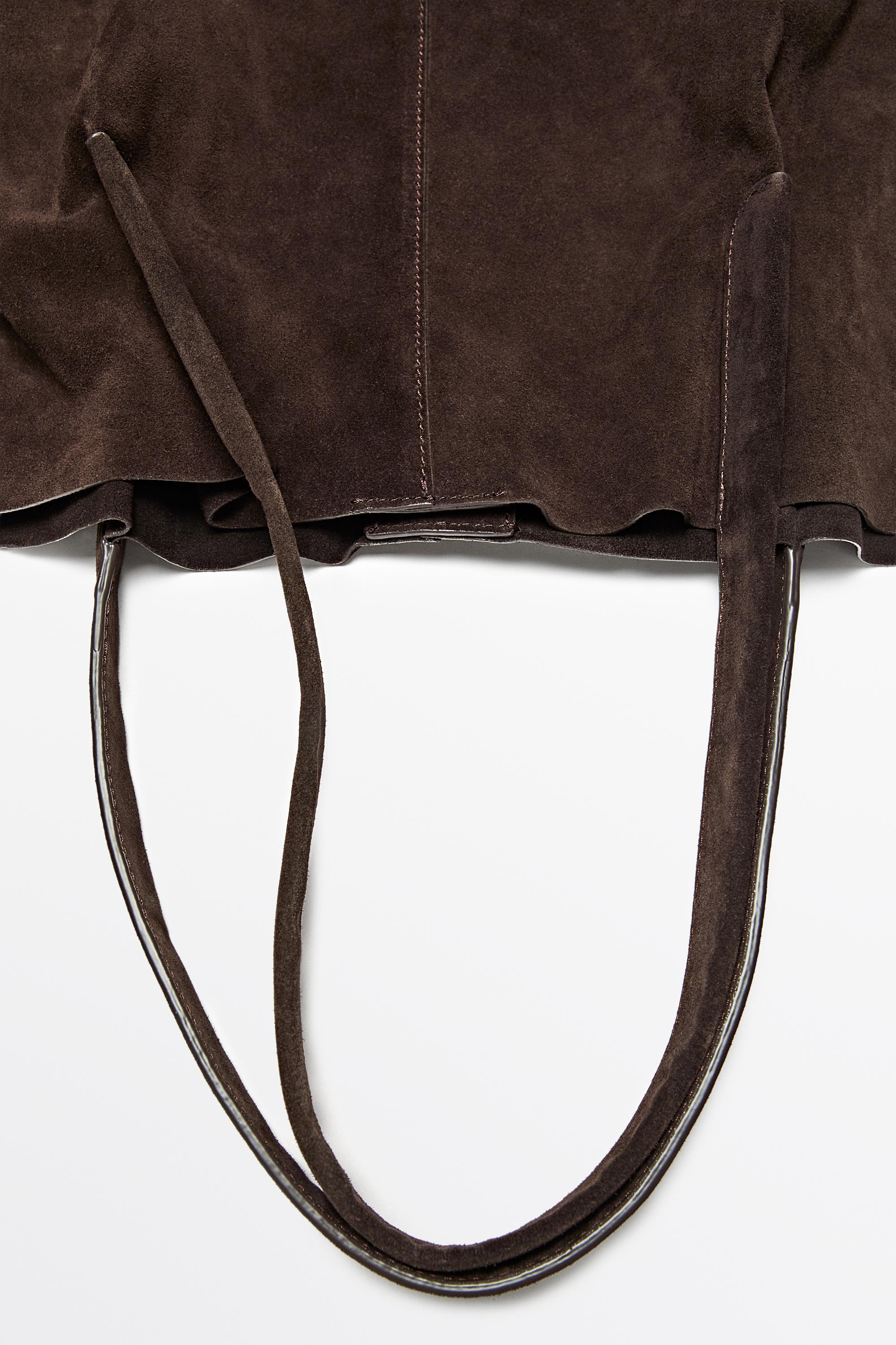 Split suede leather tote bag — Chocolate