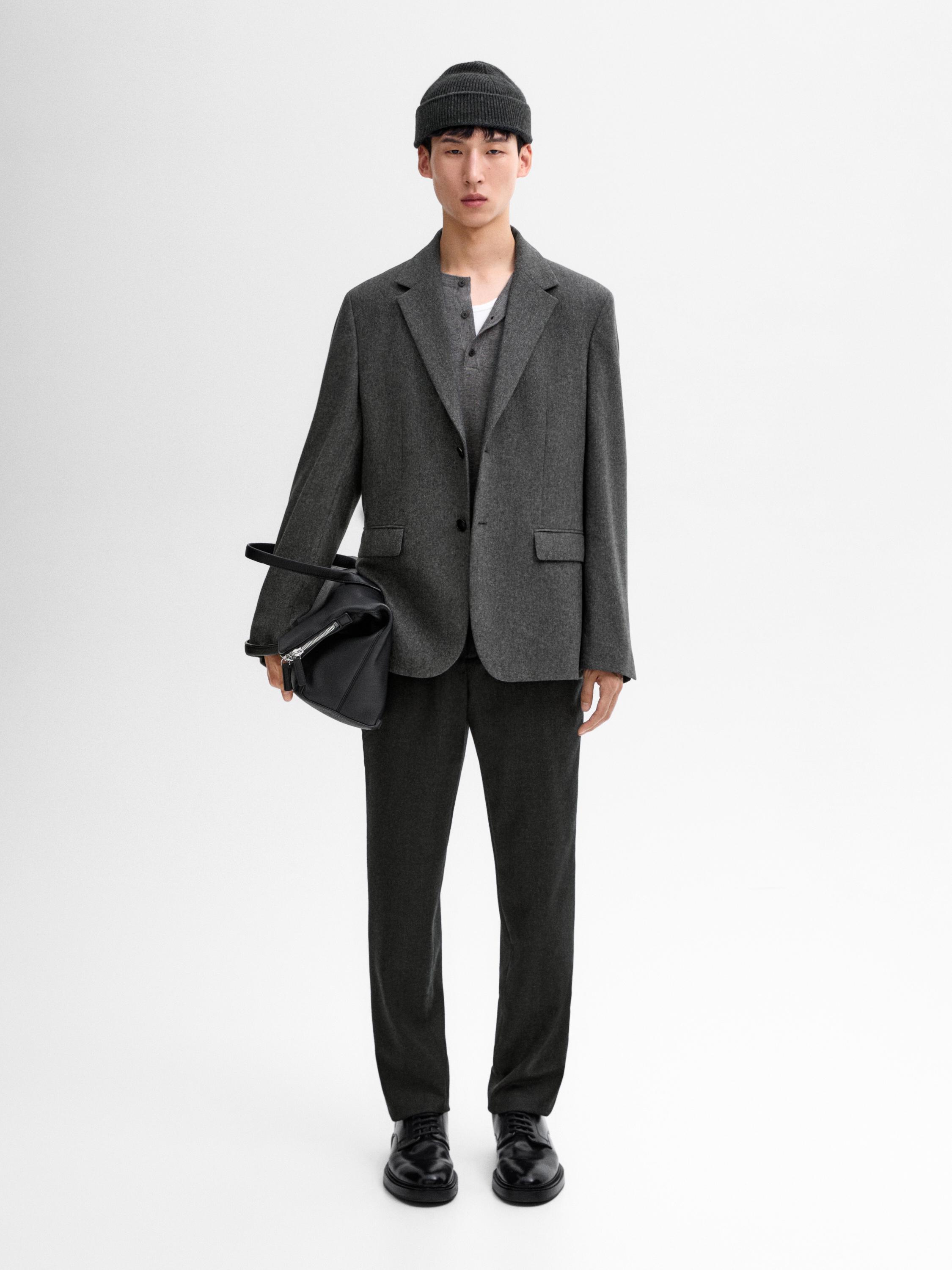 Wool blend blazer · Charcoal, Navy Blue · Dressy | Massimo Dutti