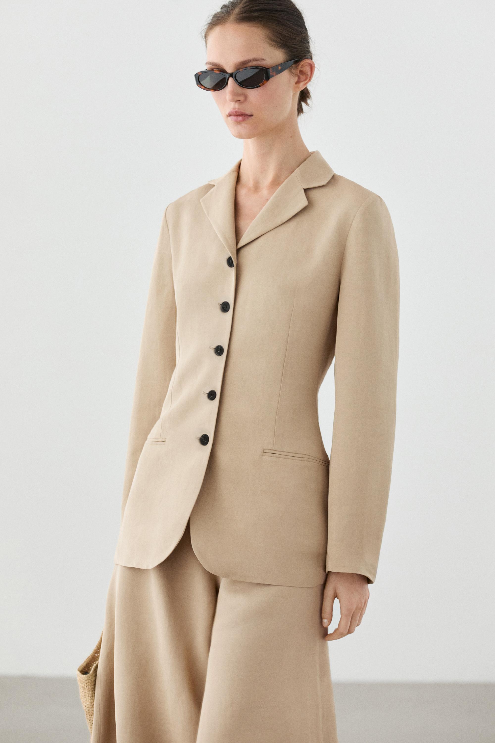 Flowing buttoned blazer — BEIGE