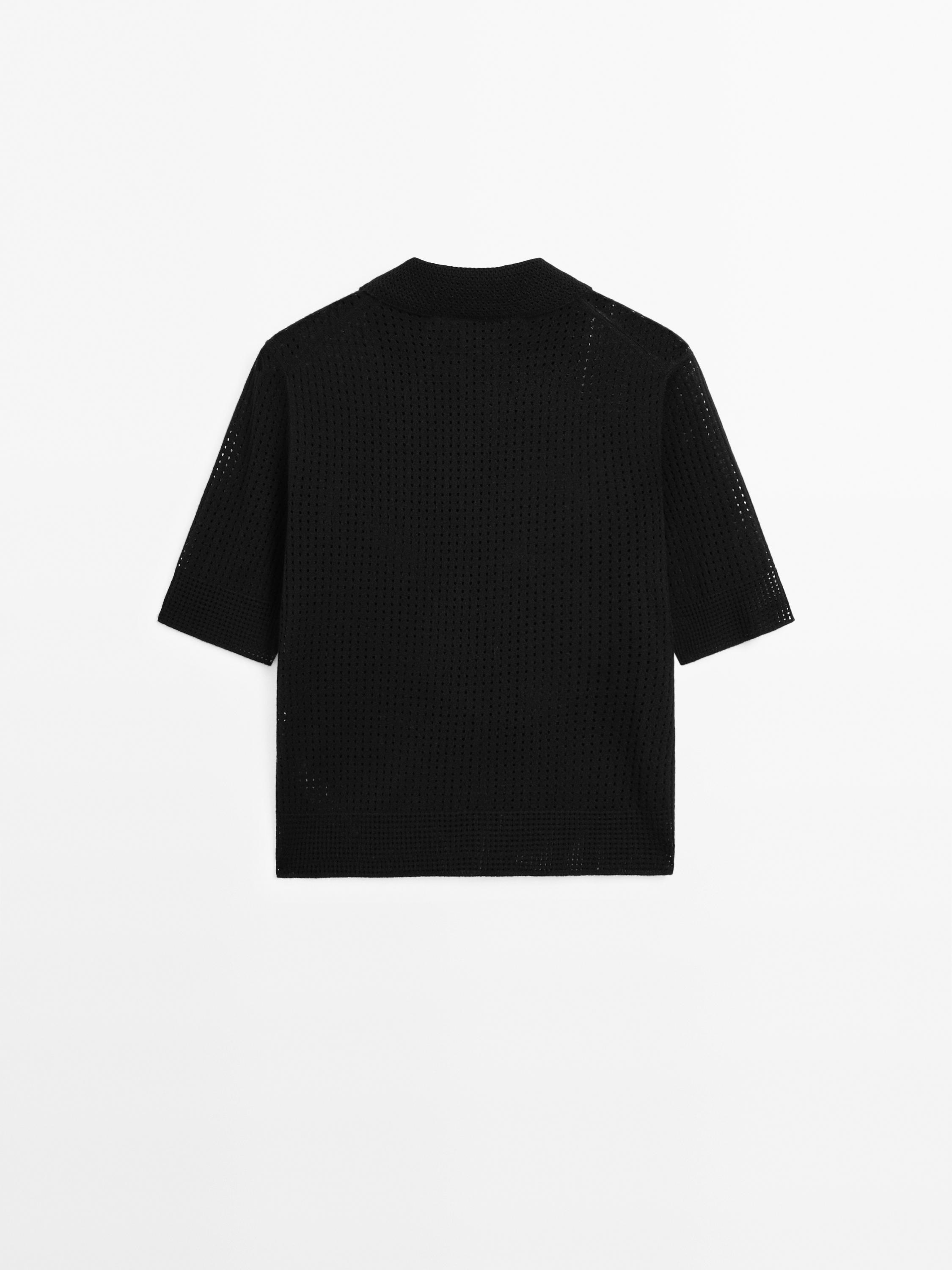 Jersey punto cuello polo calado