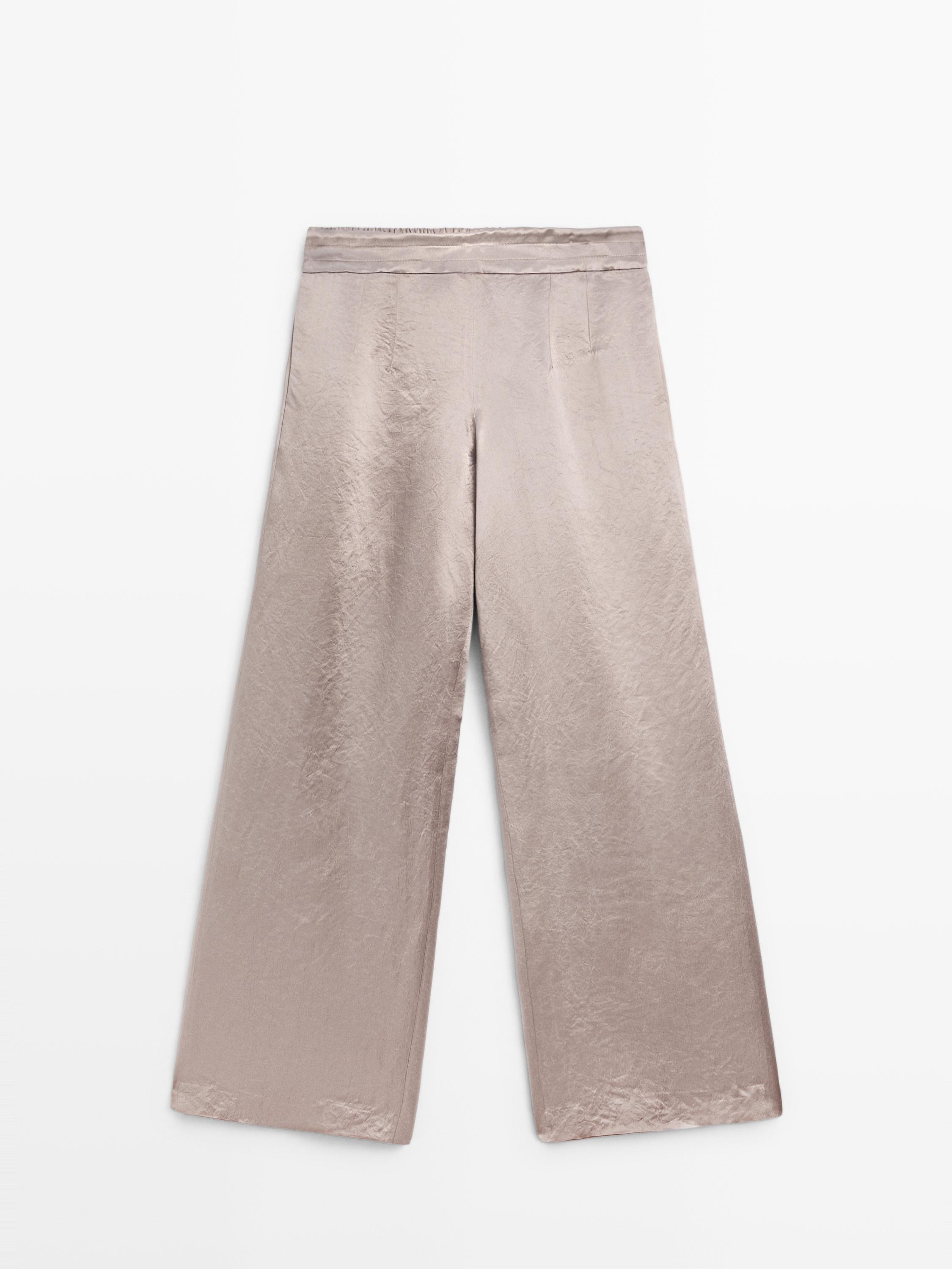 بنطلون فضفاض بساق عريضة وحزام مشد