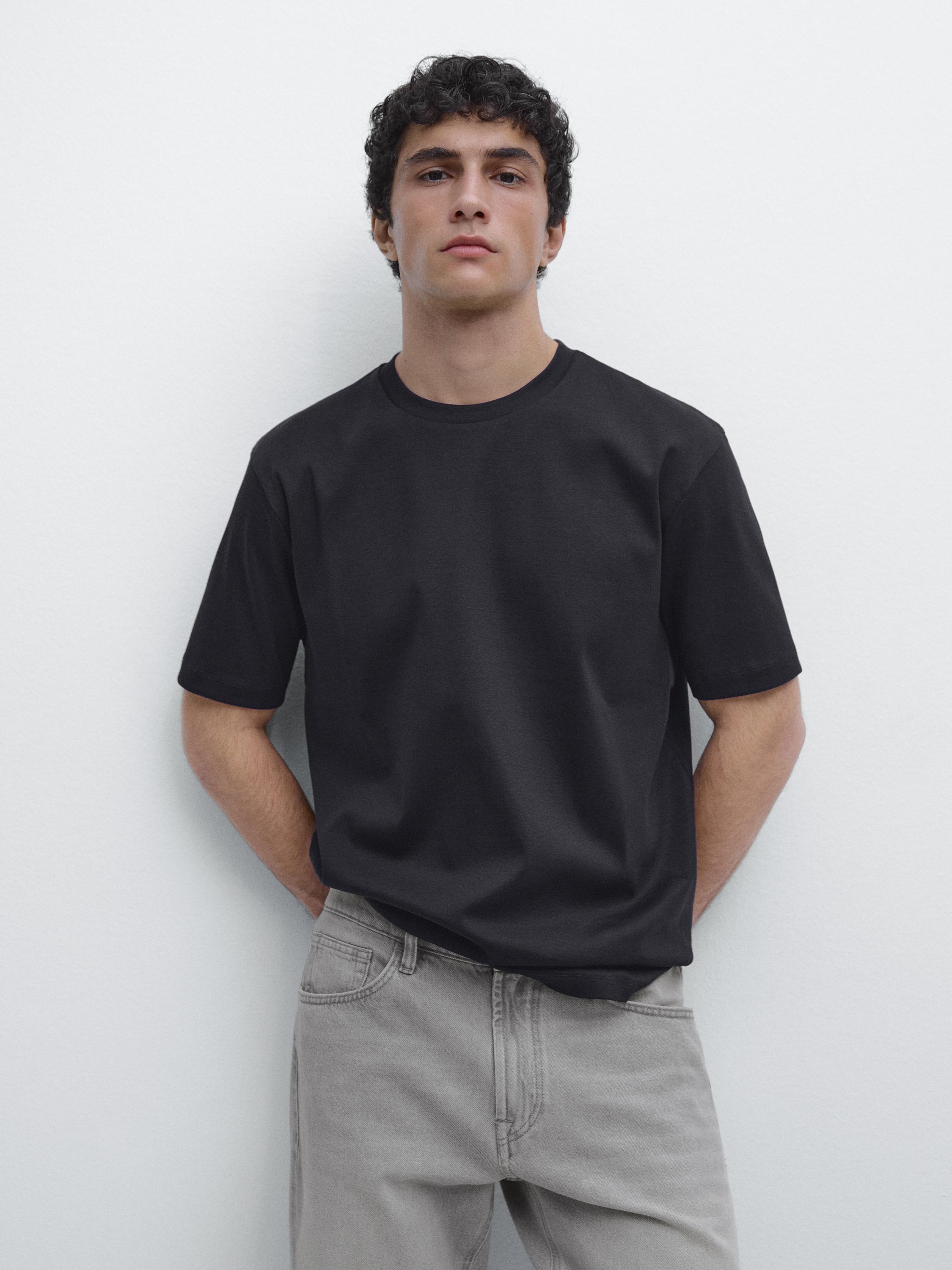 100% mercerised cotton T-shirt — NAVY BLUE