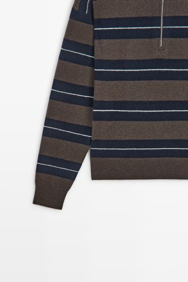 100% wool zip polo sweater — NAVY BLUE 7