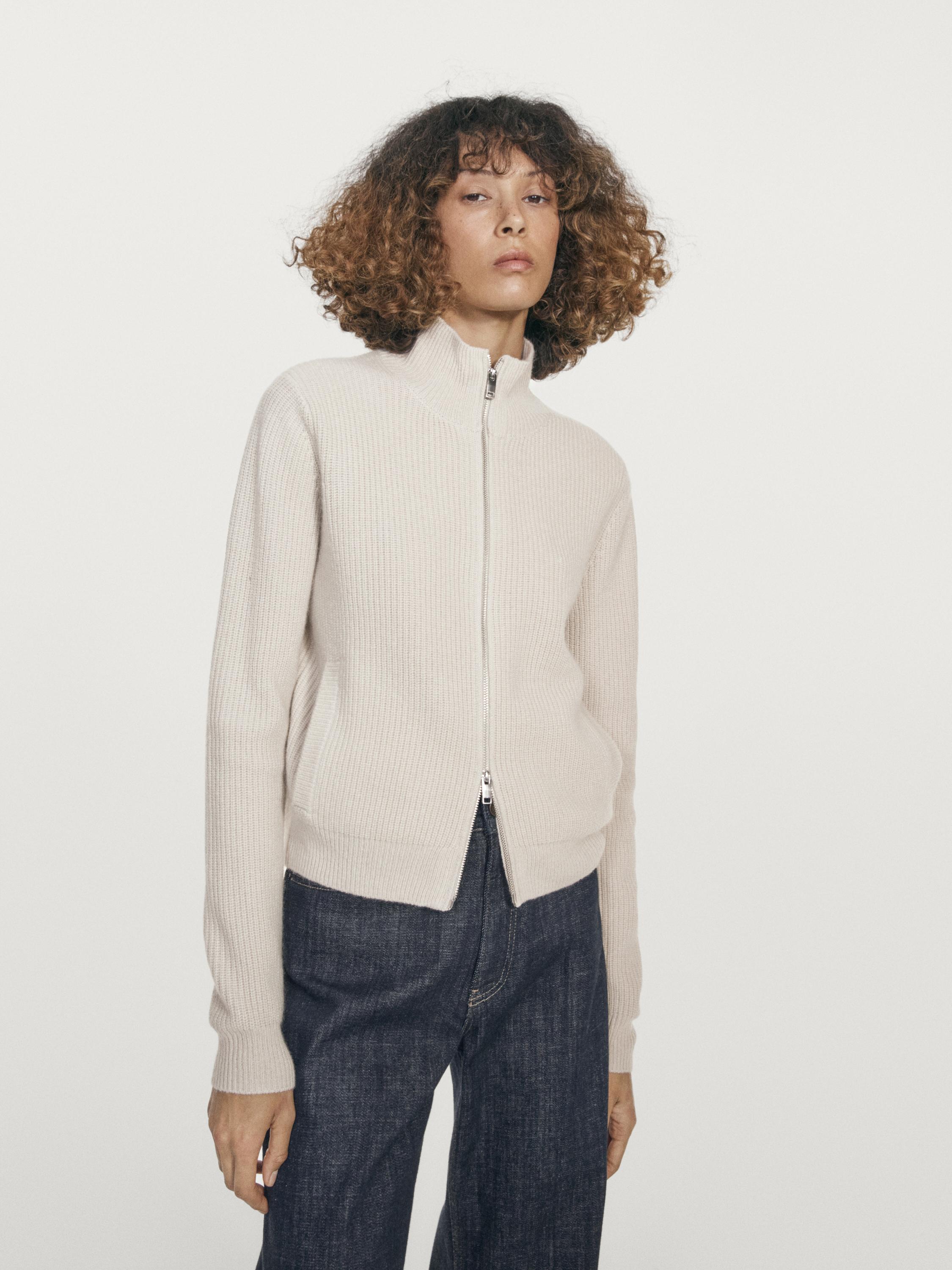 Kardigan na zip ze 100% kašmíru