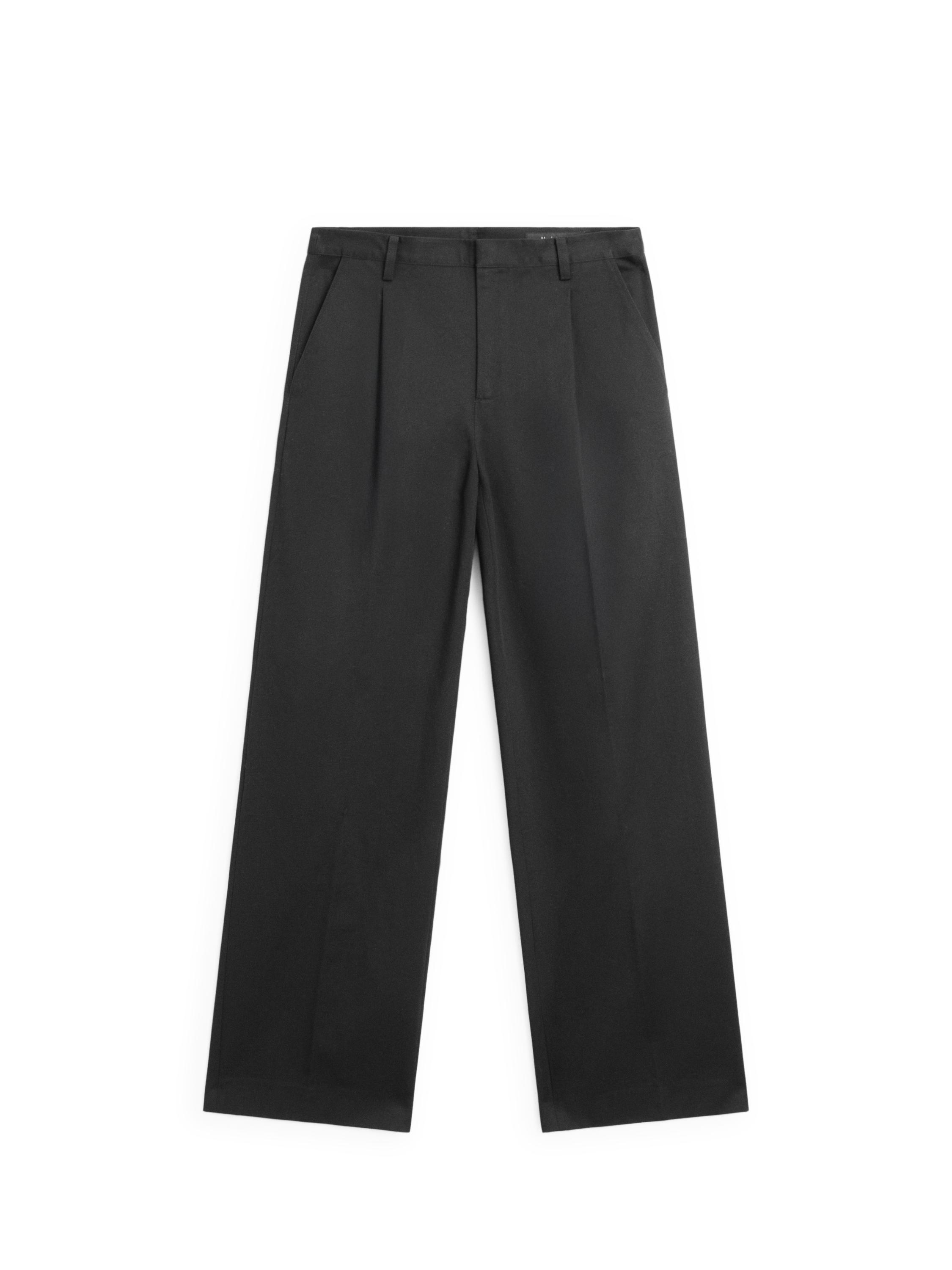 Darted cotton trousers — BLACK