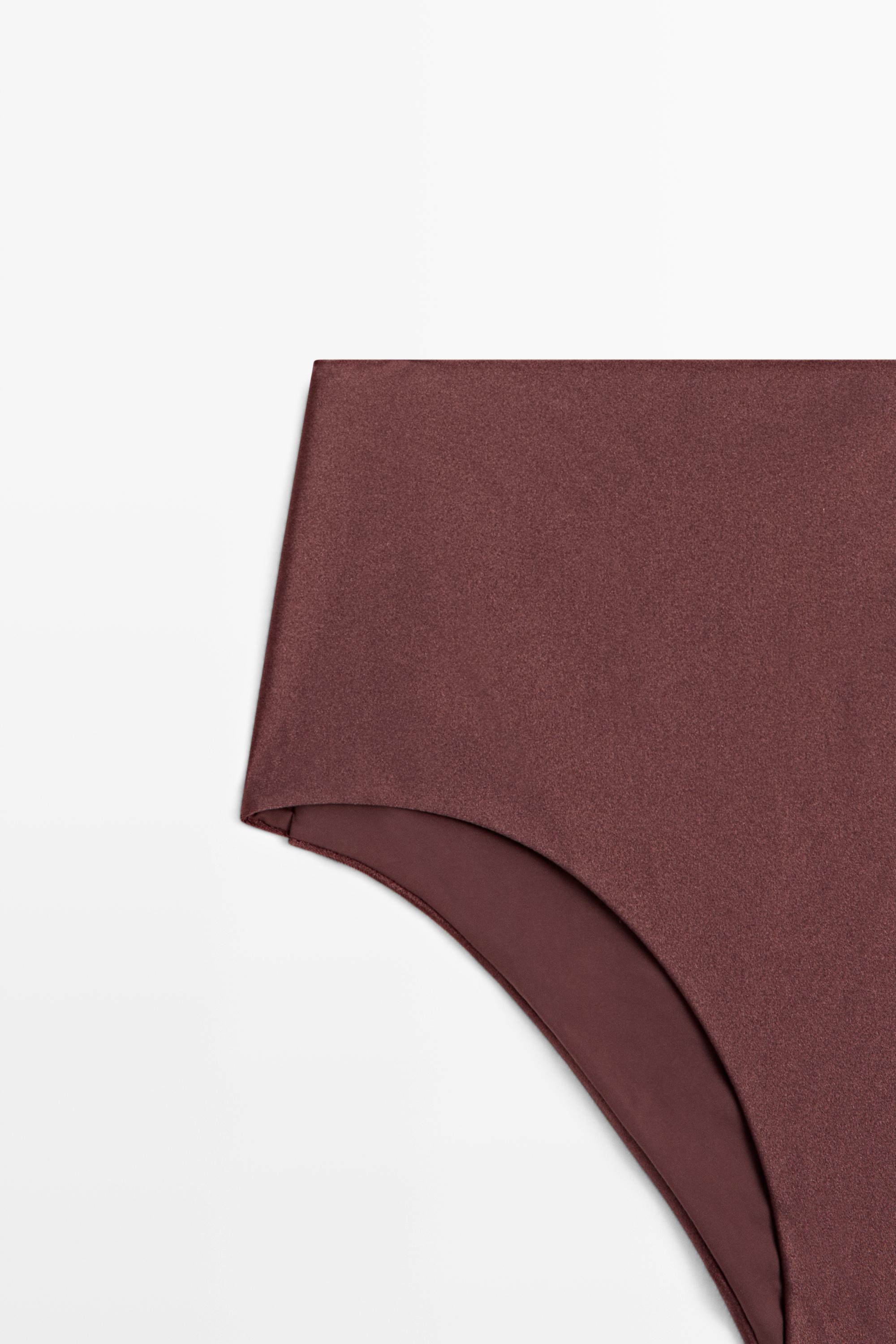 Shimmery high-waist bikini bottoms — BROWN