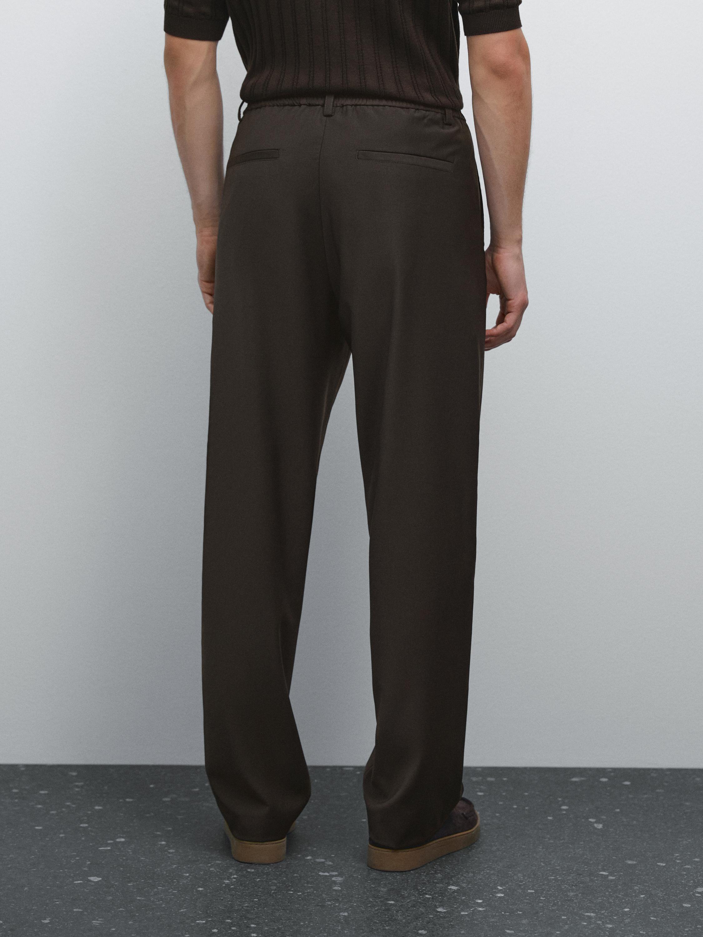 Wool blend jogger fit trousers