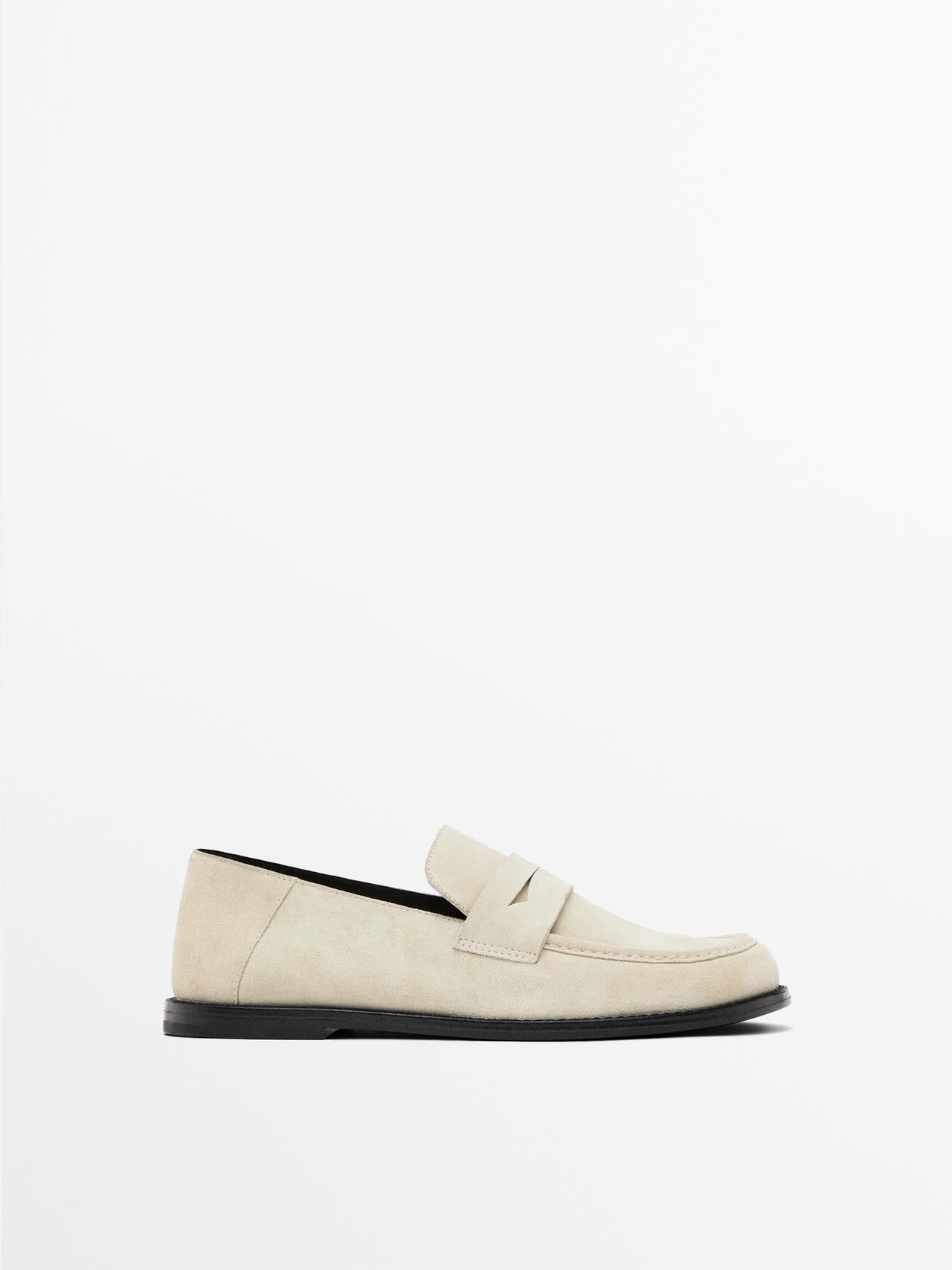 Massimo Dutti - Dame - Loafers I Spaltlæder - Hvid - 39