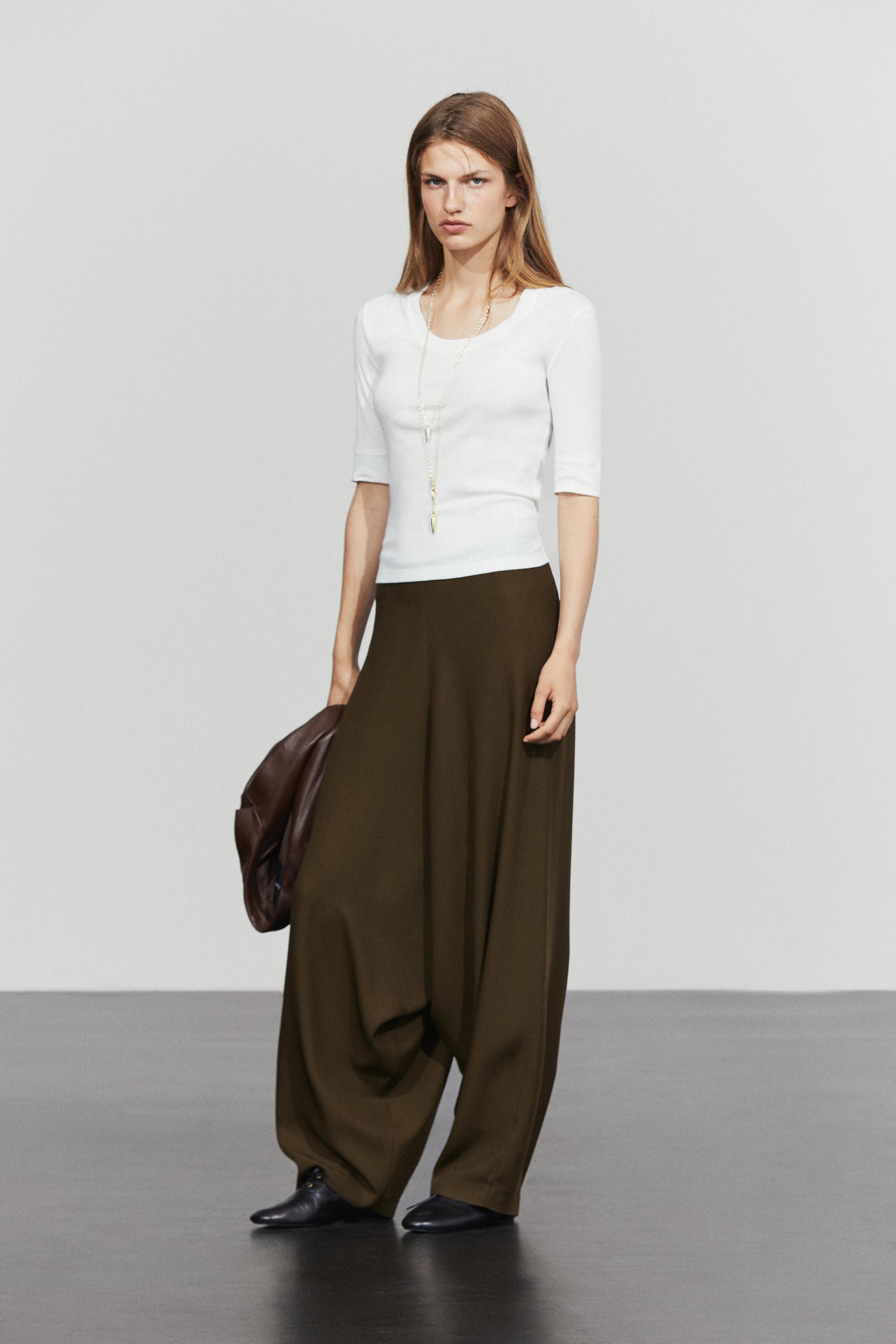 Flowing baggy pants — BROWN MARL