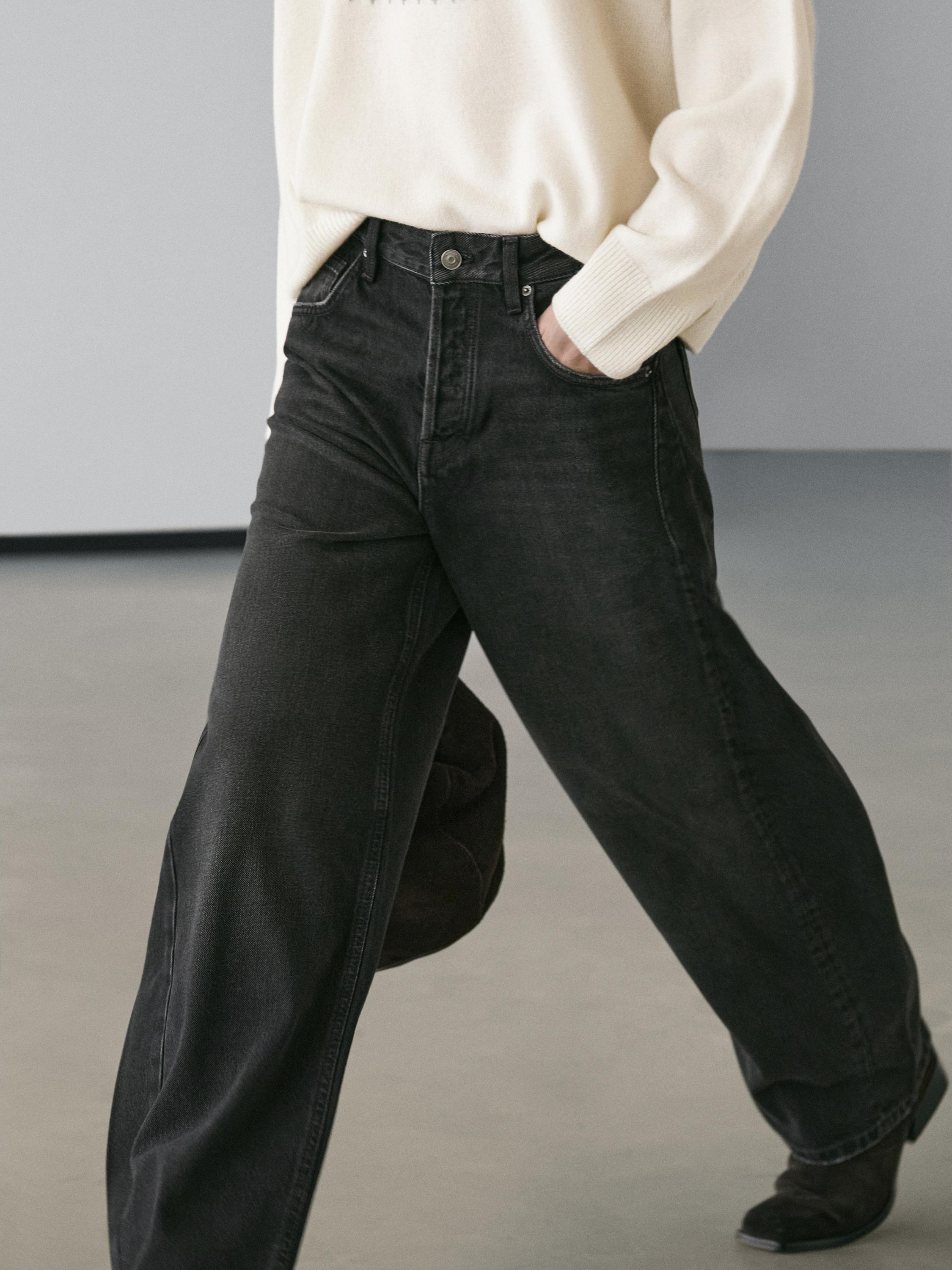 Mid-rise balloon fit jeans — BLACK