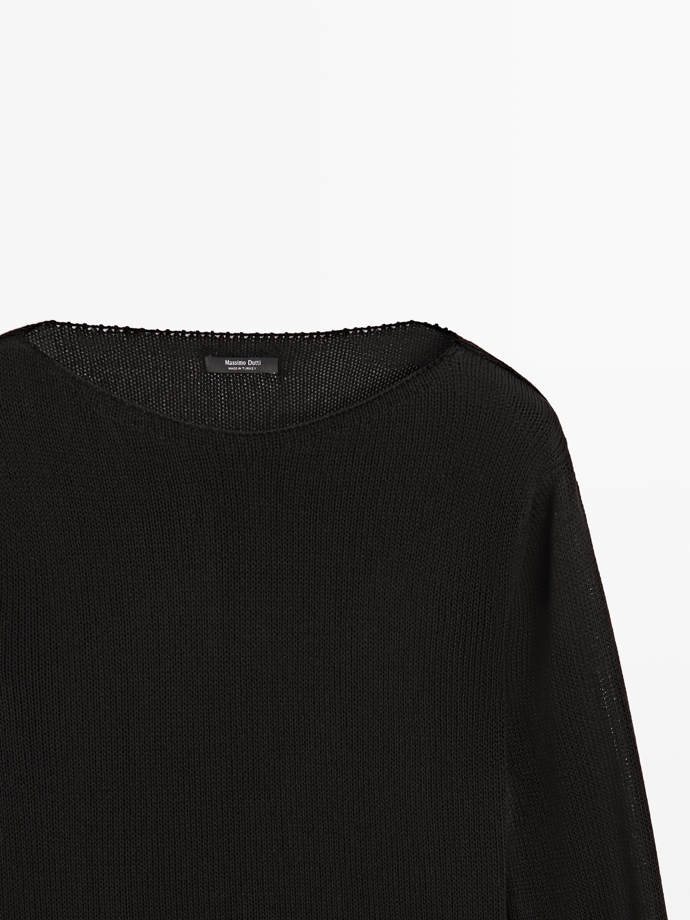 Flowing knit boat neck sweater