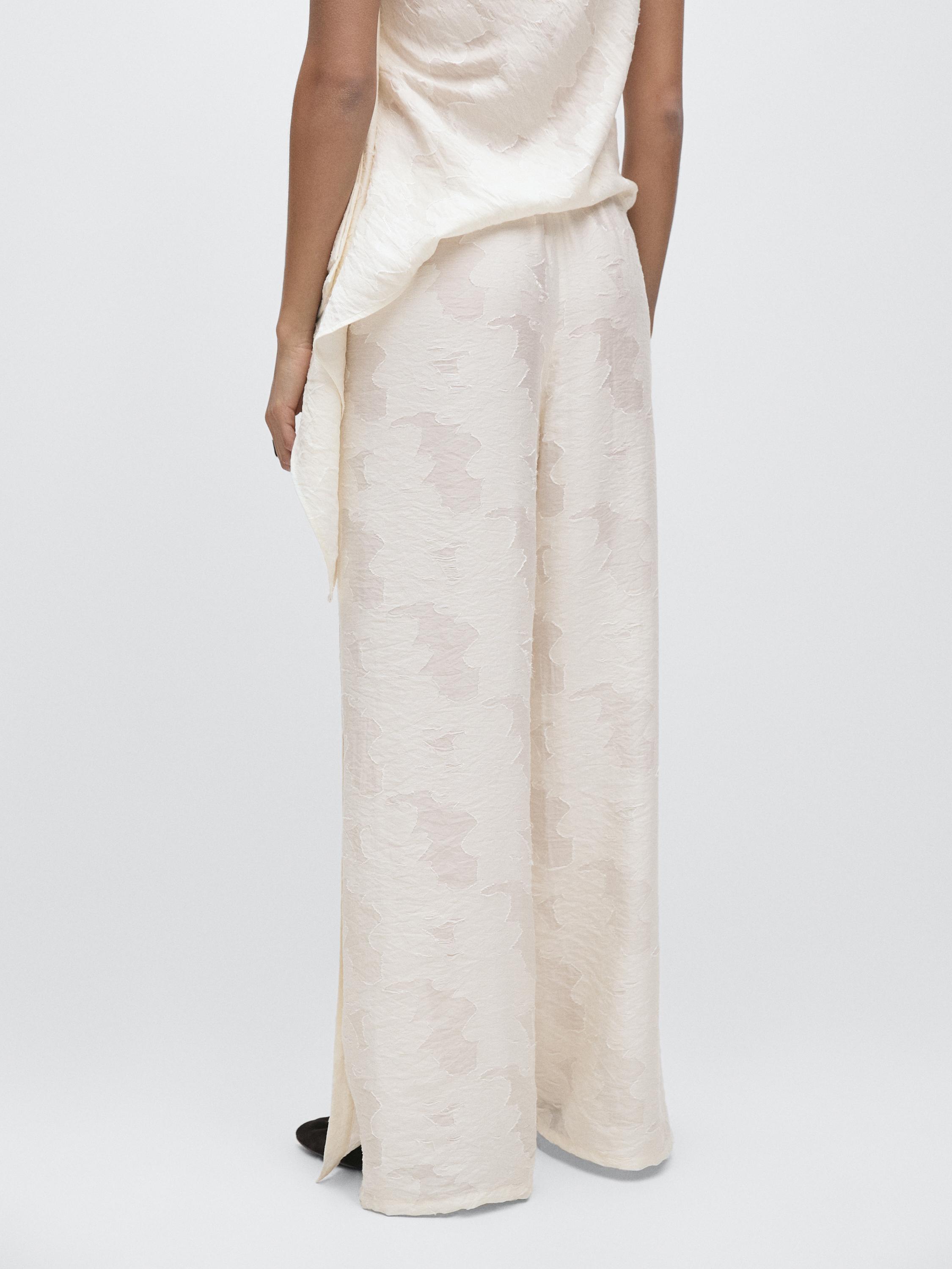 Flowing stretch trousers with fabric detail — WHITE