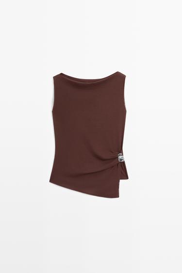 100% cotton knit top — AUBERGINE 2