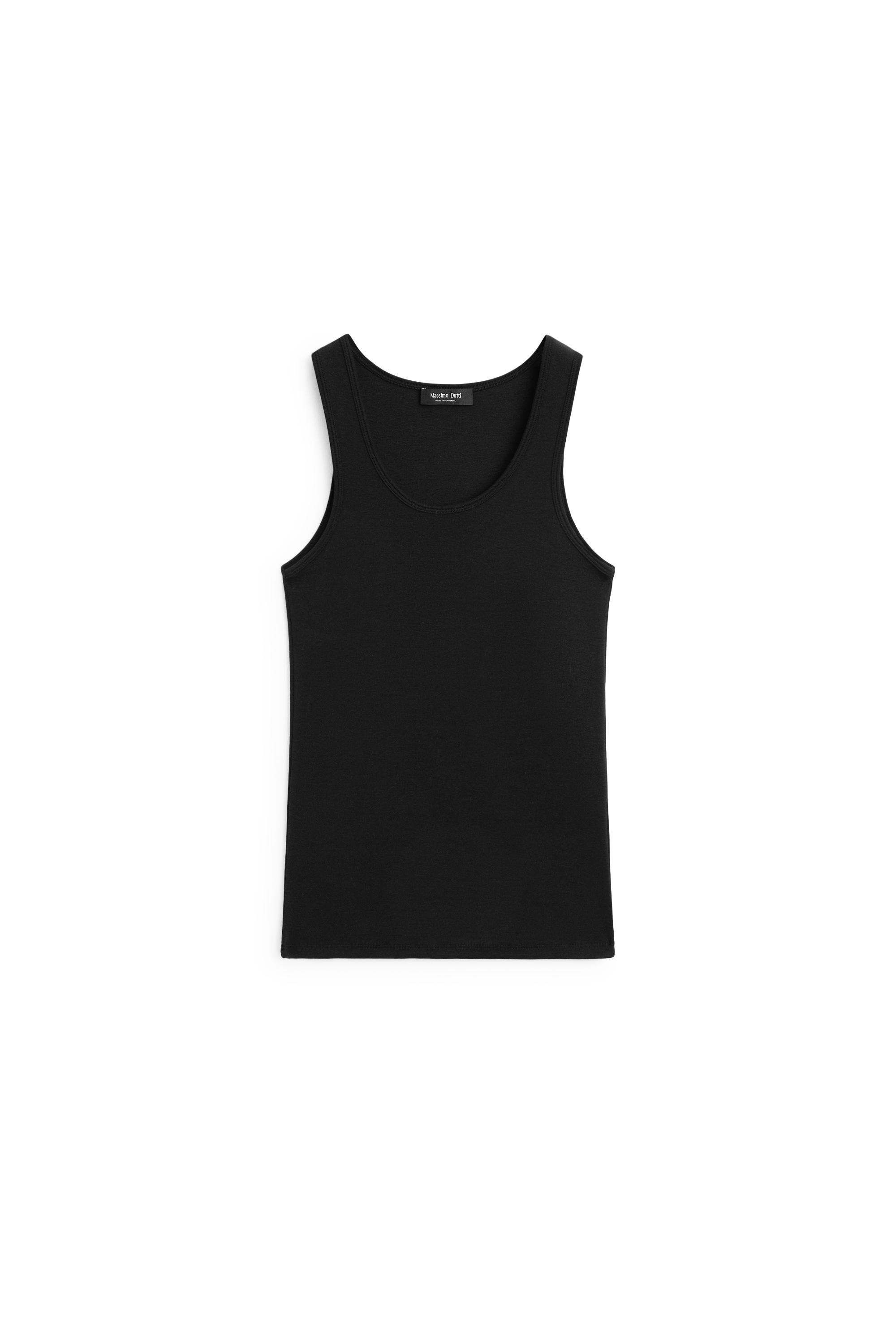 Cotton blend crew neck T-shirt — BLACK