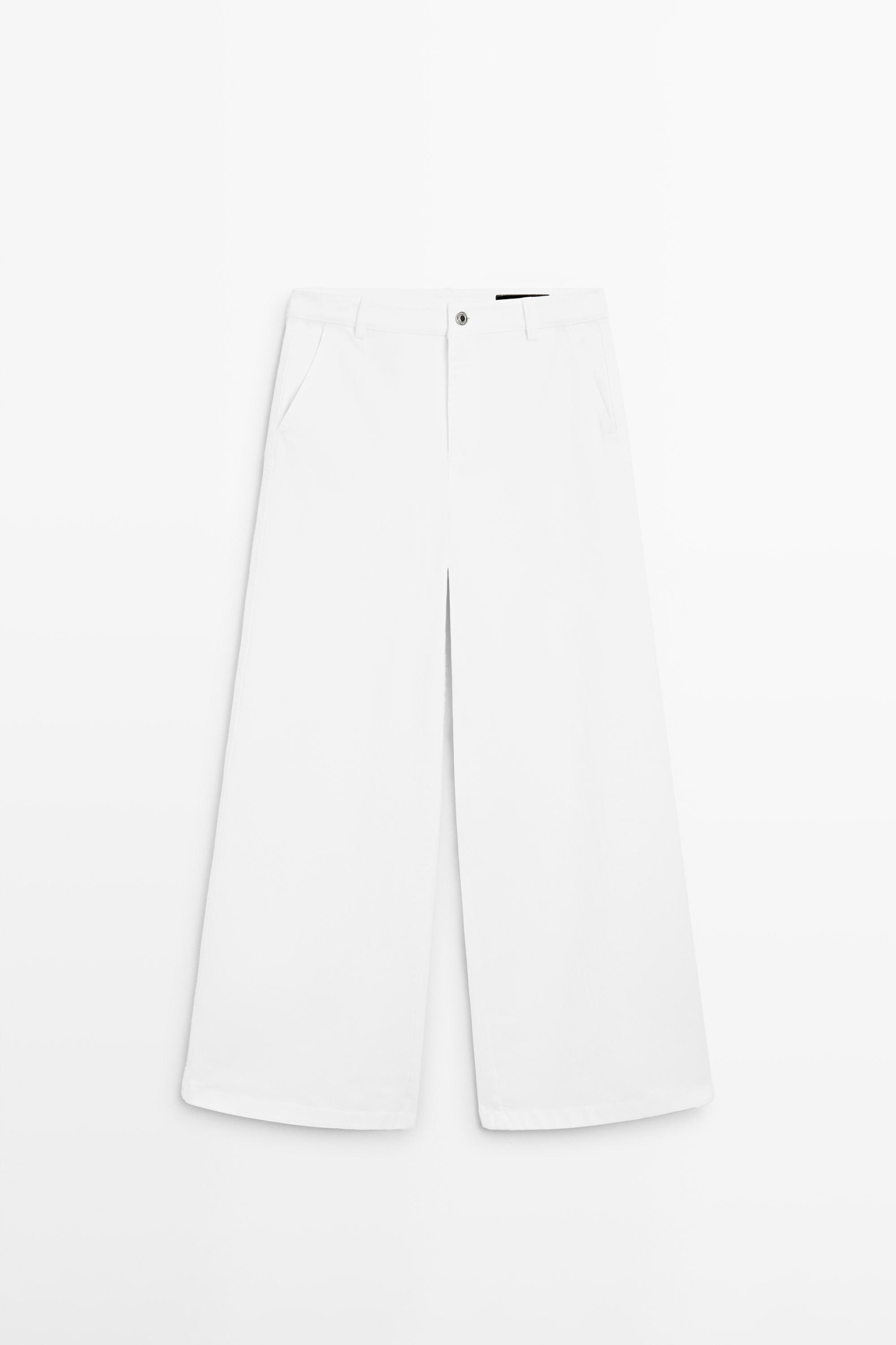 High-waist palazzo jeans — WHITE
