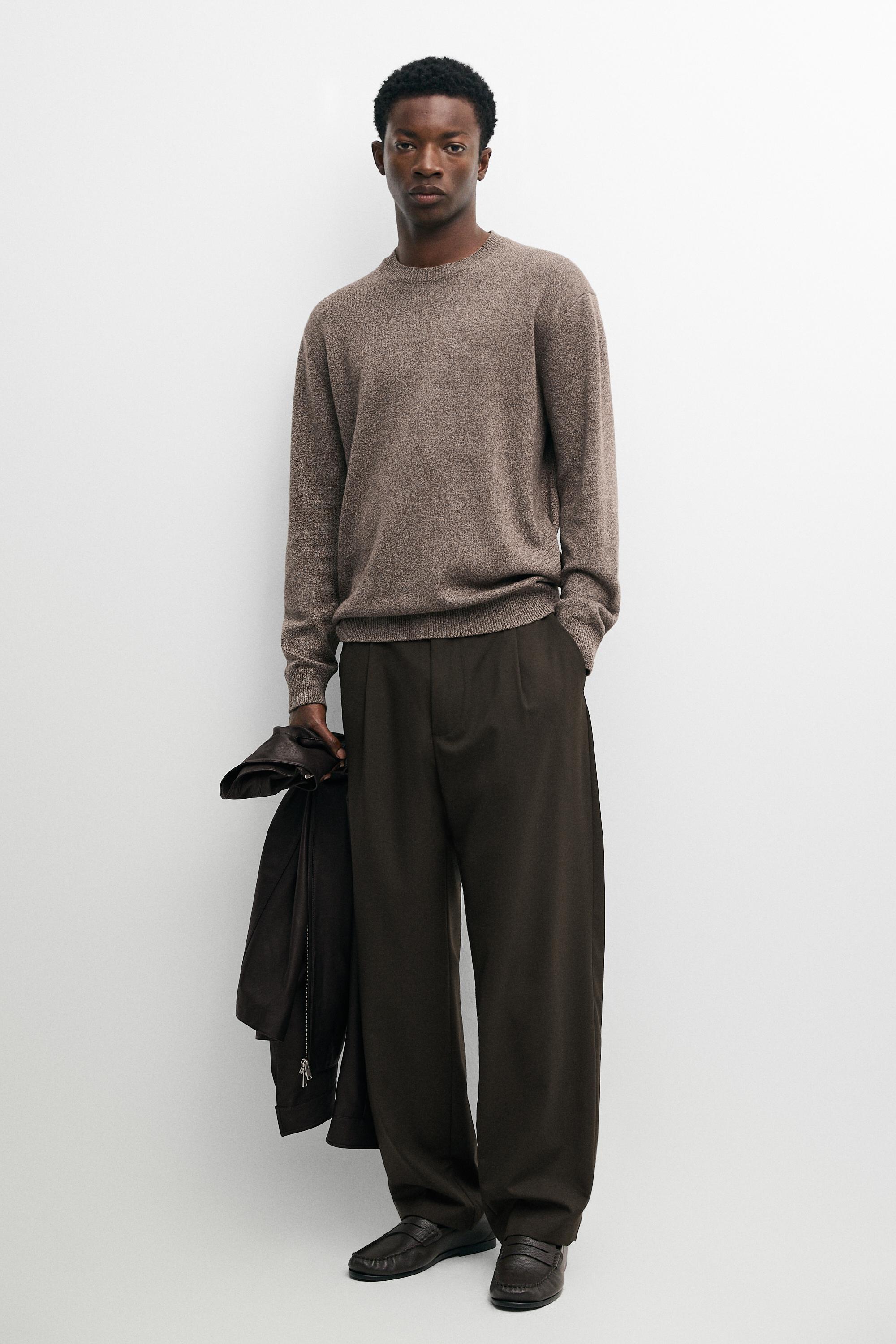 100% cotton pants with elasticated waistband — BROWN