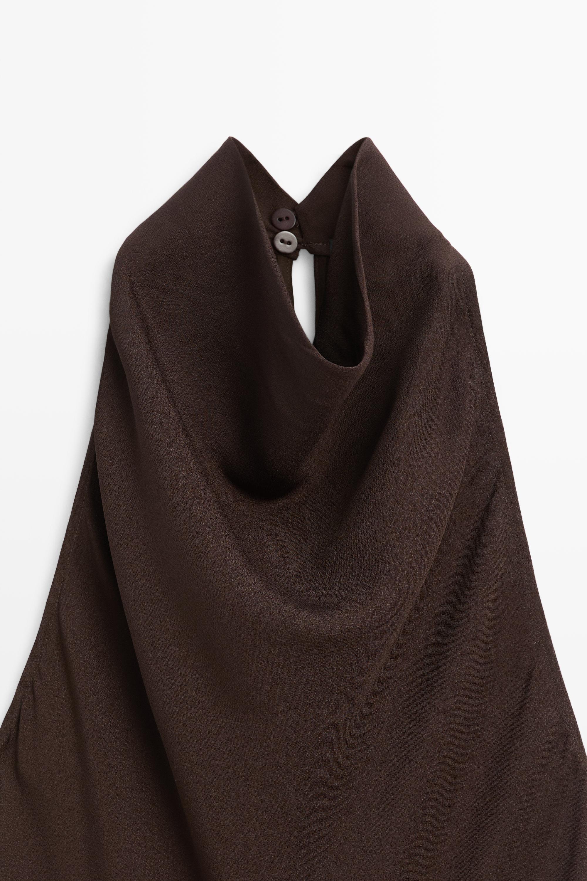 Halter midi dress with waistband detail — BROWN