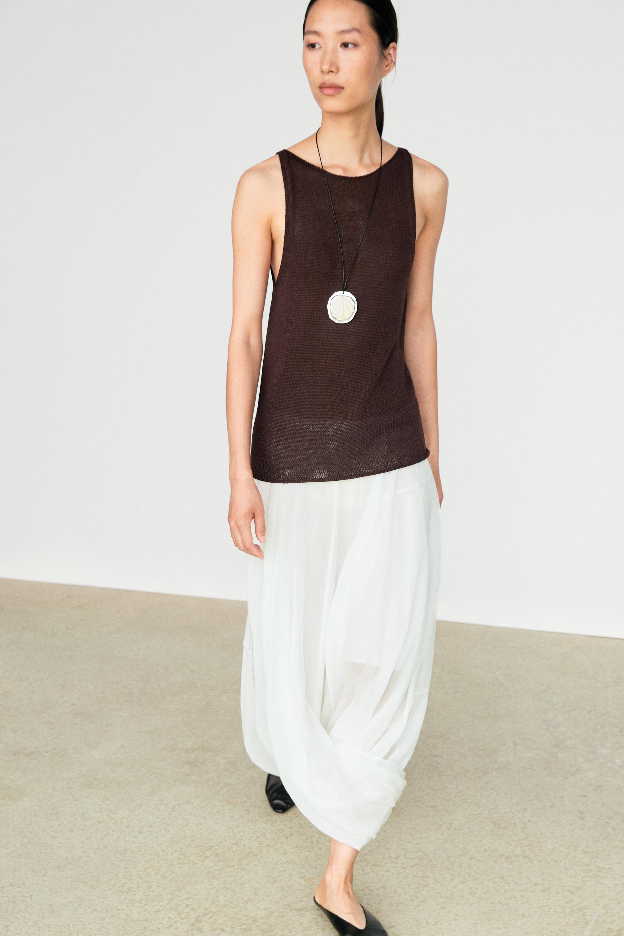Fine-knit halter top — Chocolate