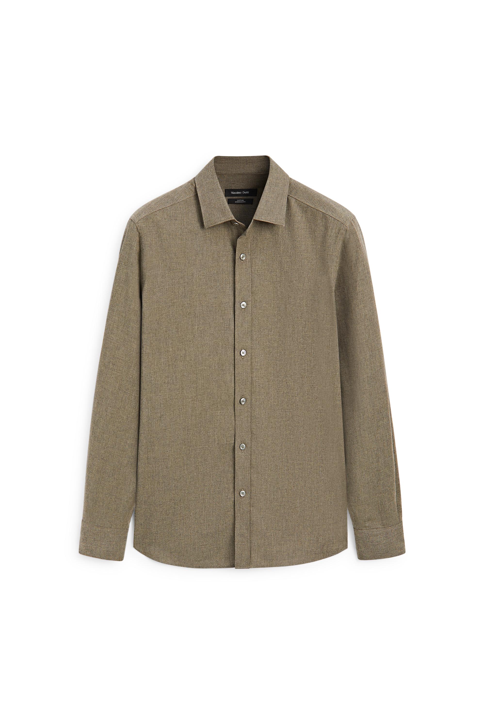 Massimo Dutti %100 Pamuklu Melanj Fitilli Regular Fit Gömlek görsel 2