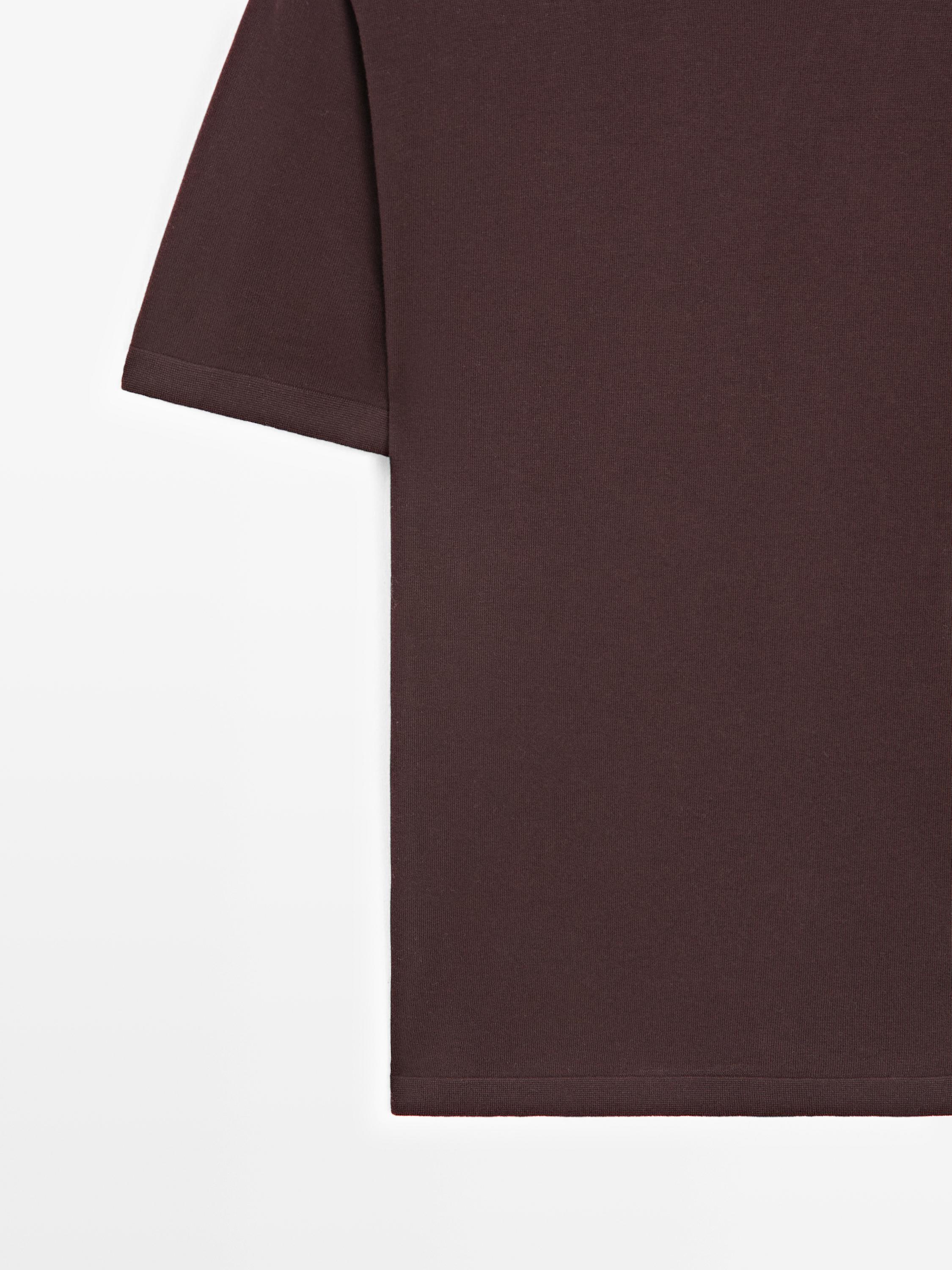 100% cotton short sleeve knit sweater — BURGUNDY