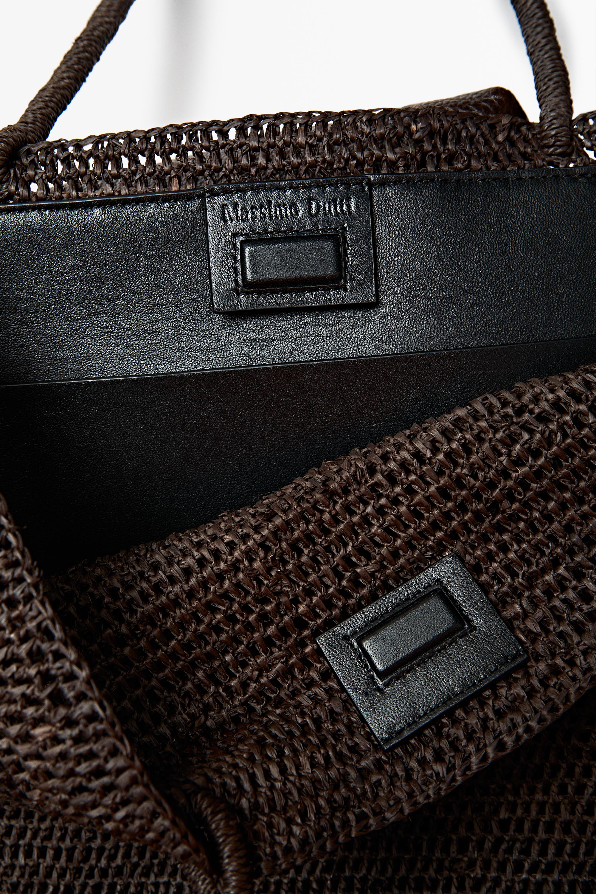 Raffia bucket tote bag — BROWN