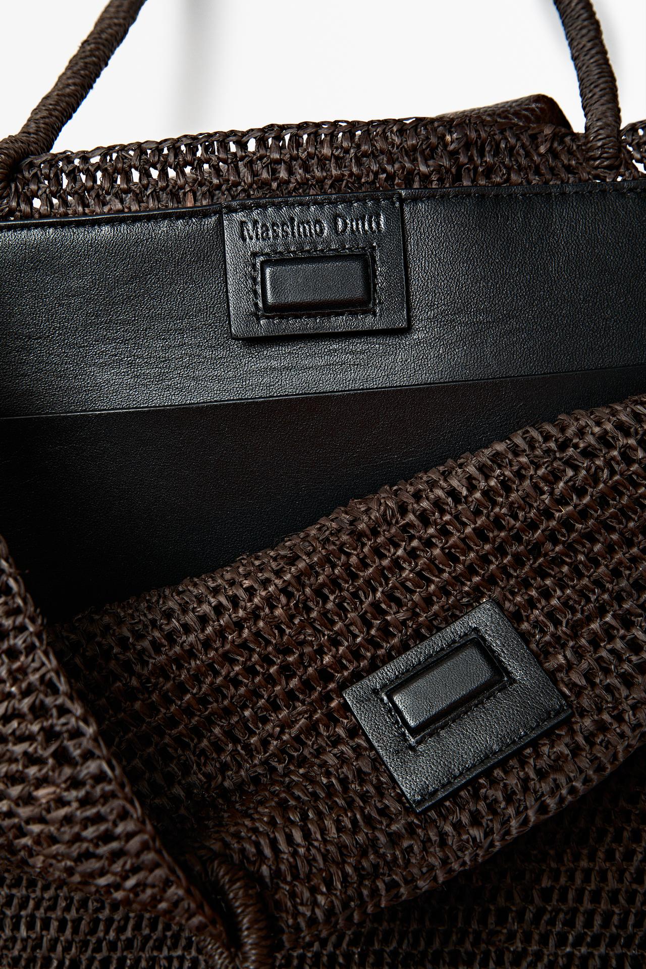 Raffia bucket tote bag — BROWN