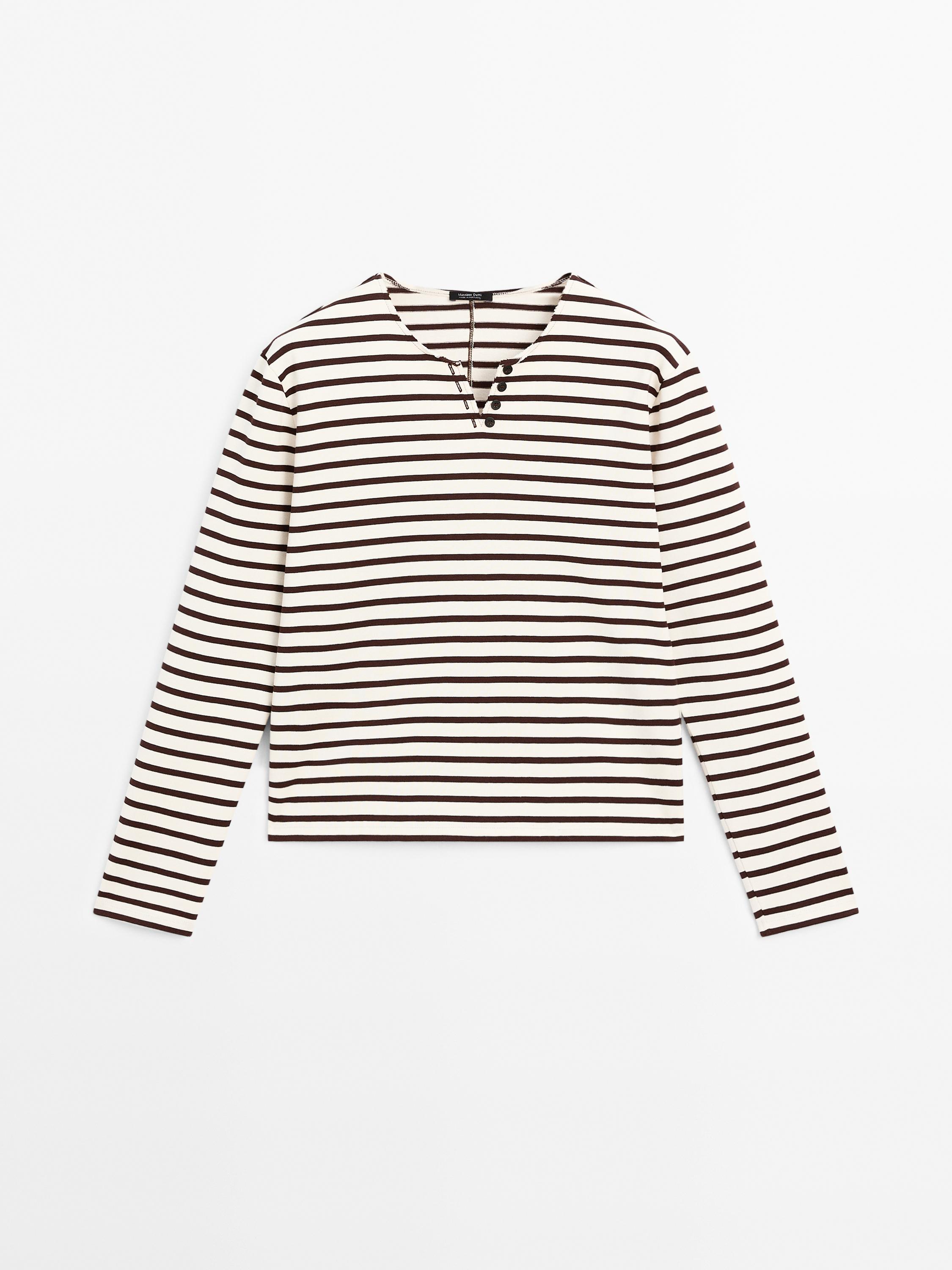 100% cotton henley T-shirt