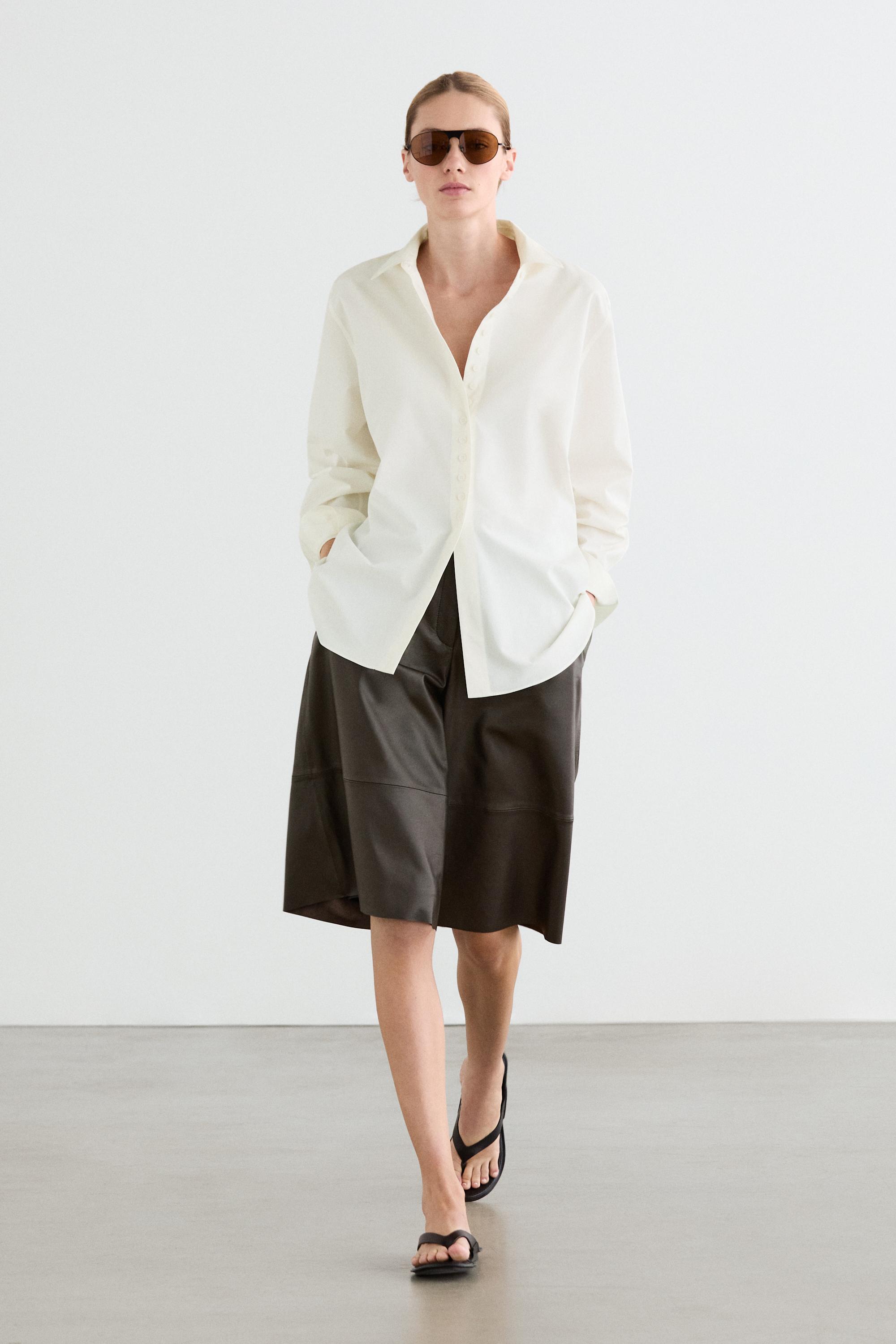 100% cotton shirt with button details — Off white