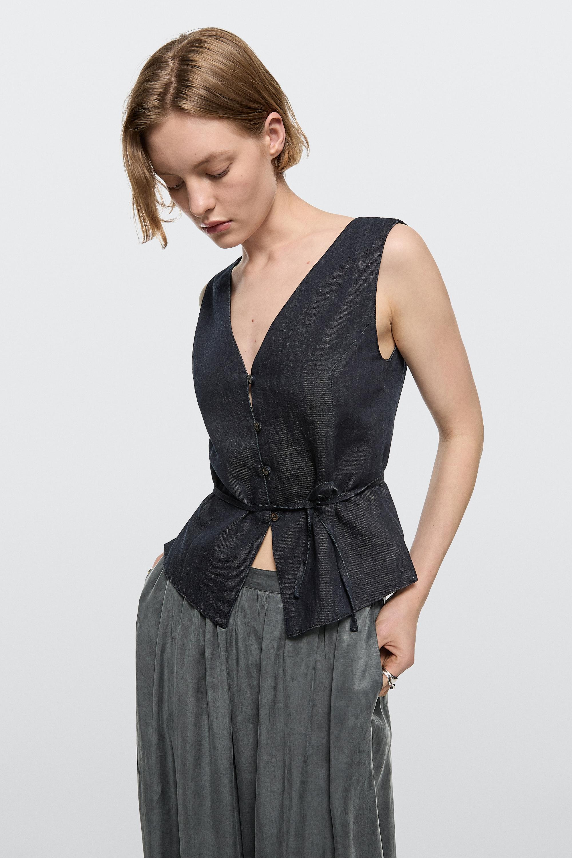 Total look denim vest — DARK BLUE