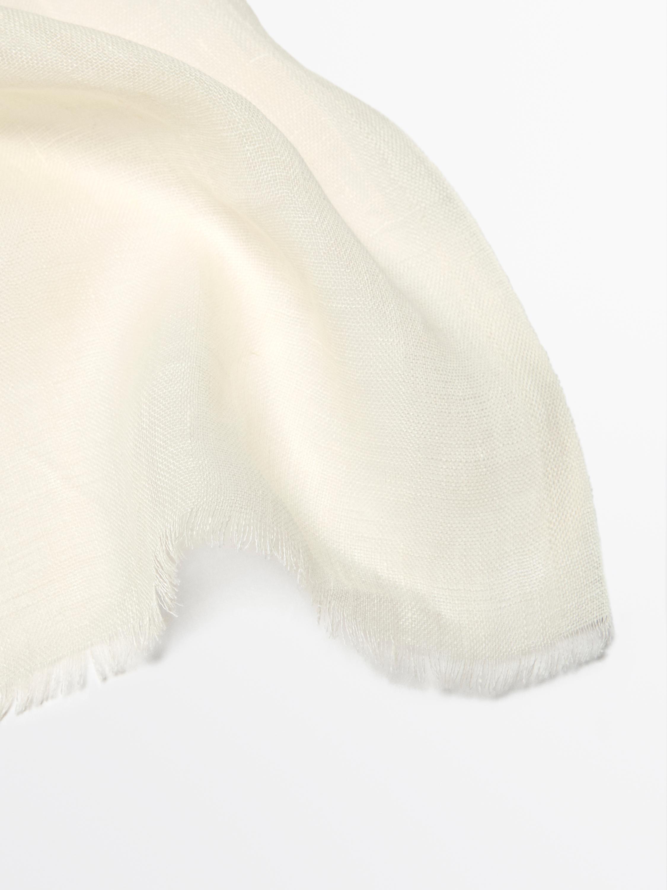 Plain 100% linen scarf — CREAM
