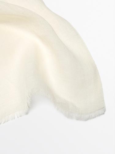 Plain 100% linen scarf — CREAM 4