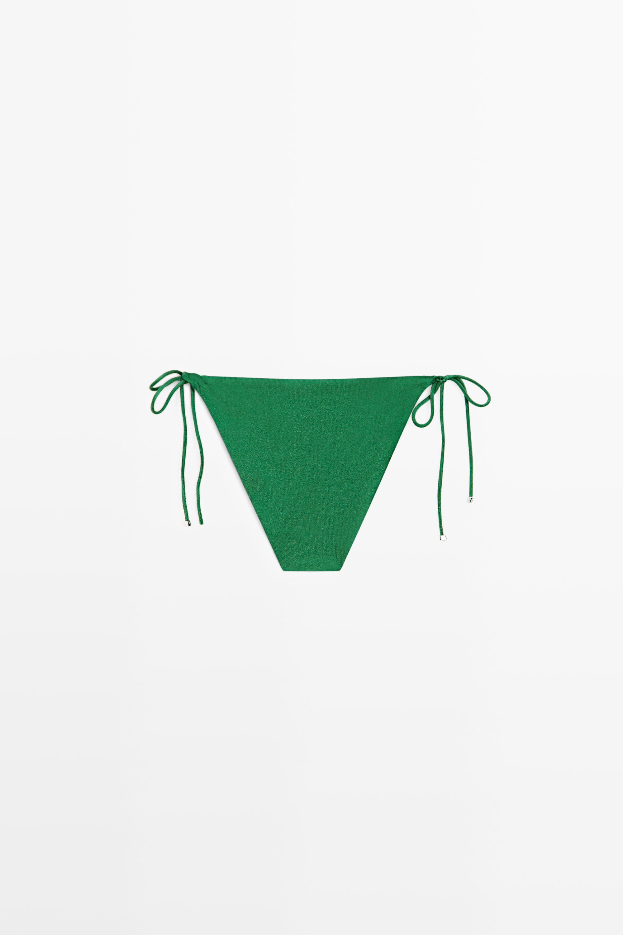 Shiny bikini bottoms with bow — GREEN