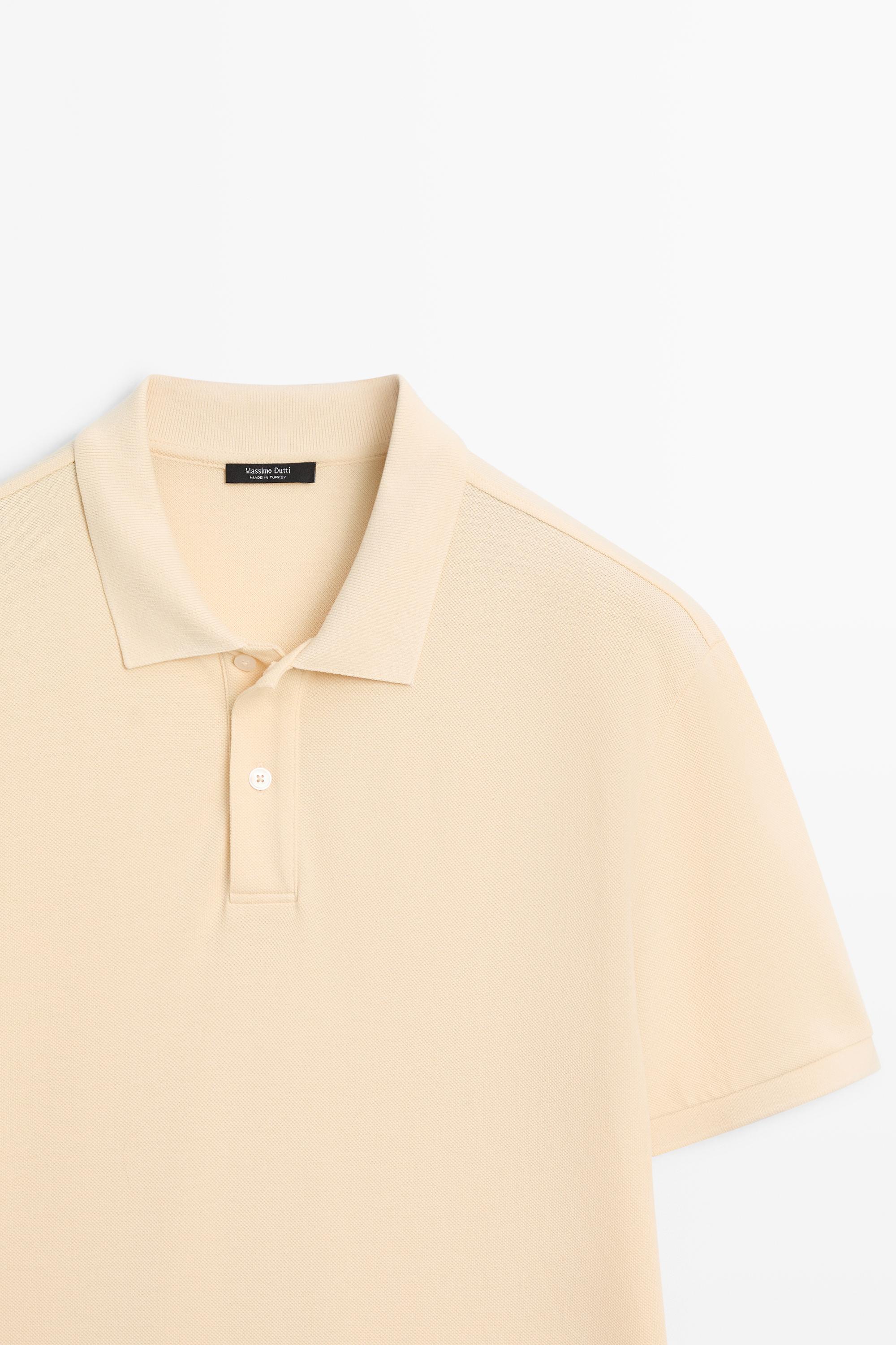 Micro-textured cotton piqué polo shirt — Vanilla