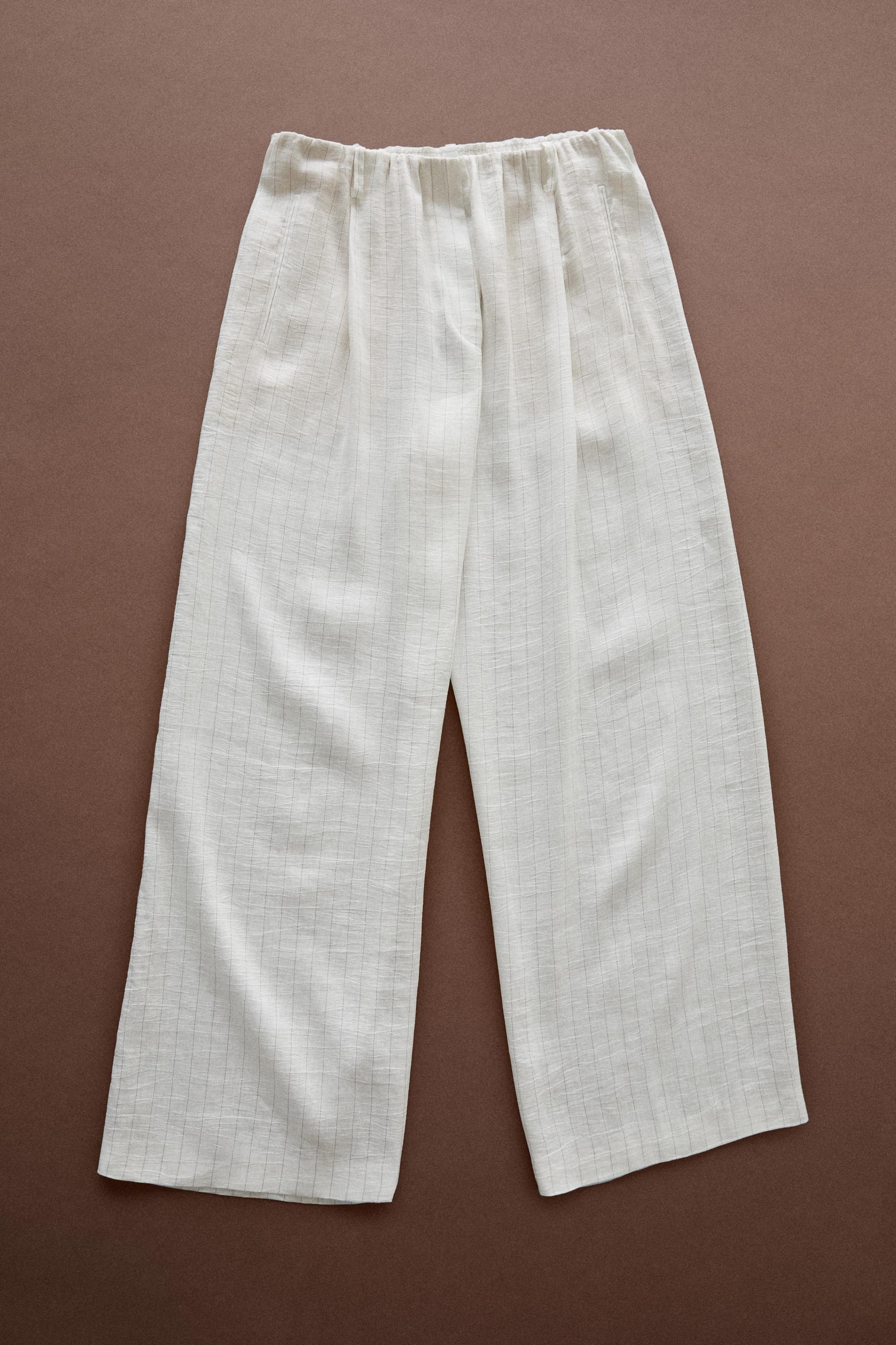 Striped pleated flowing pants - STUDIO — CREAM