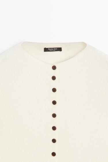 Wool-blend knit cardigan with buttons — CREAM 9
