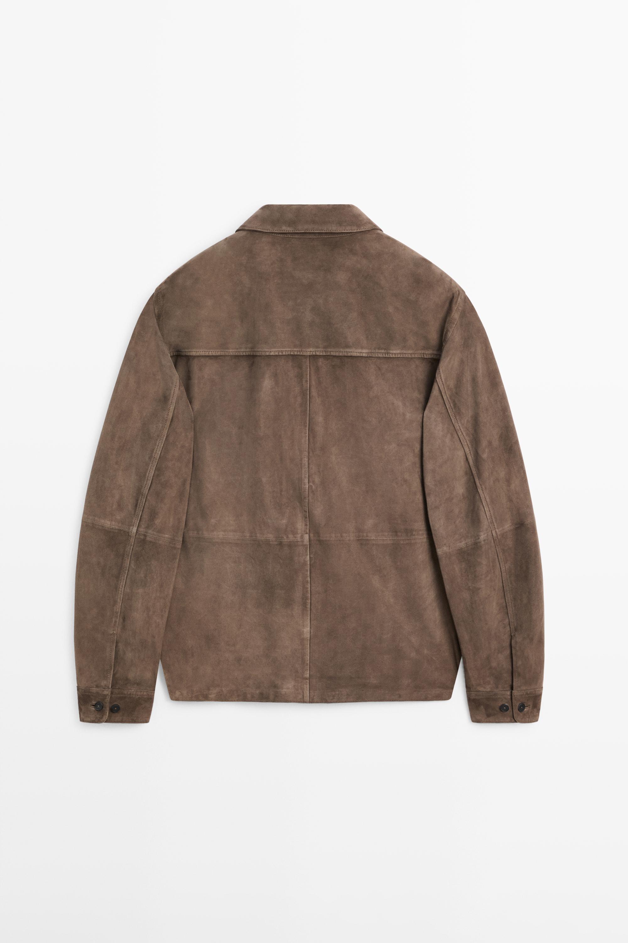 Suede leather overshirt — DARK GREY