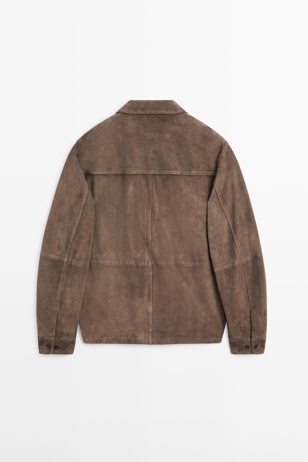 Suede leather overshirt — DARK GREY