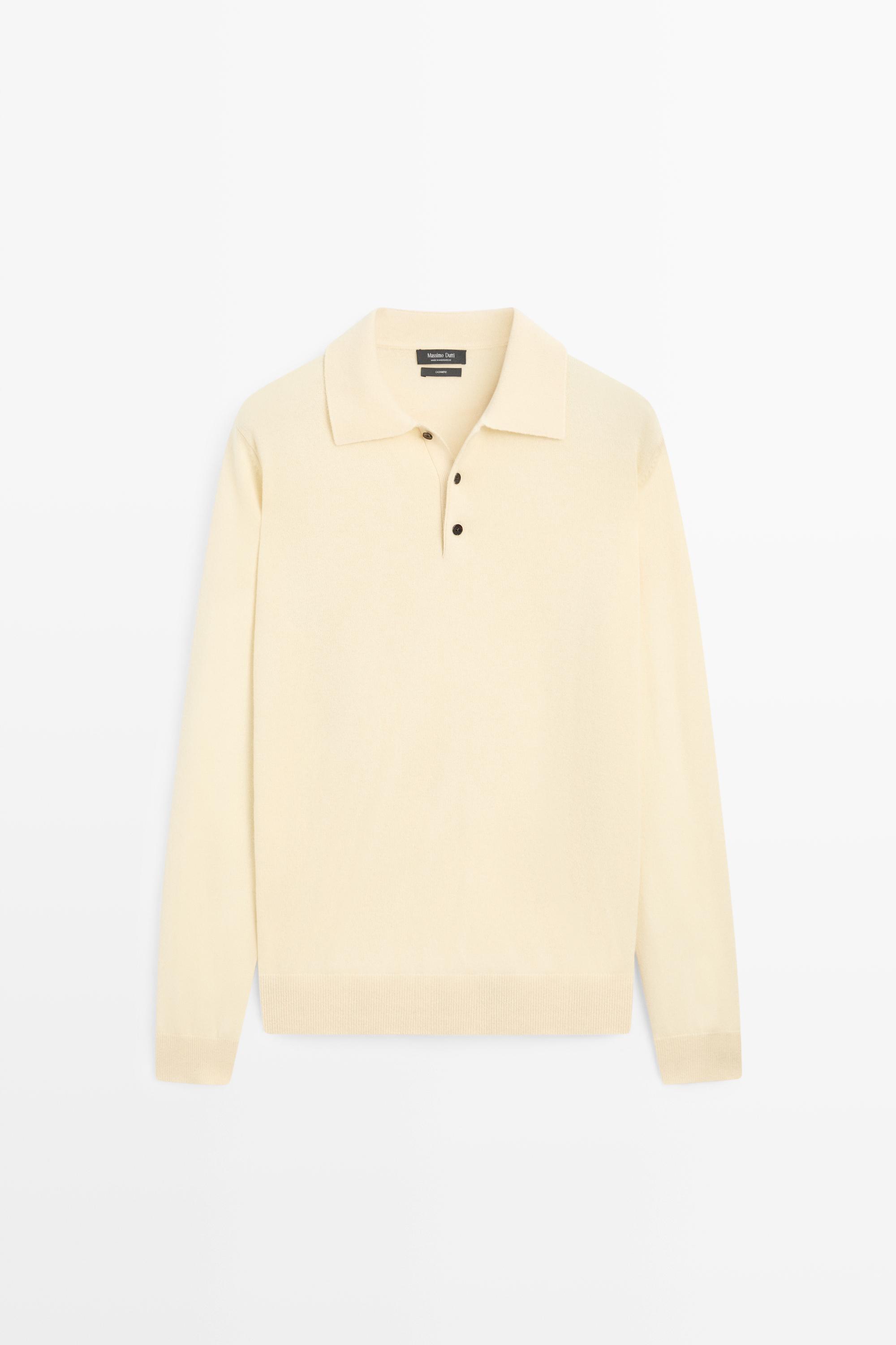 100% cashmere knit polo sweater