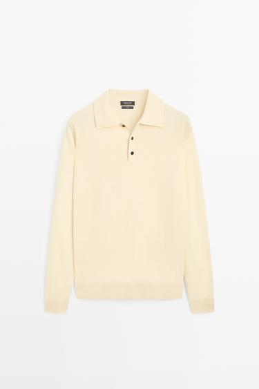 100% cashmere knit polo sweater — CREAM 2