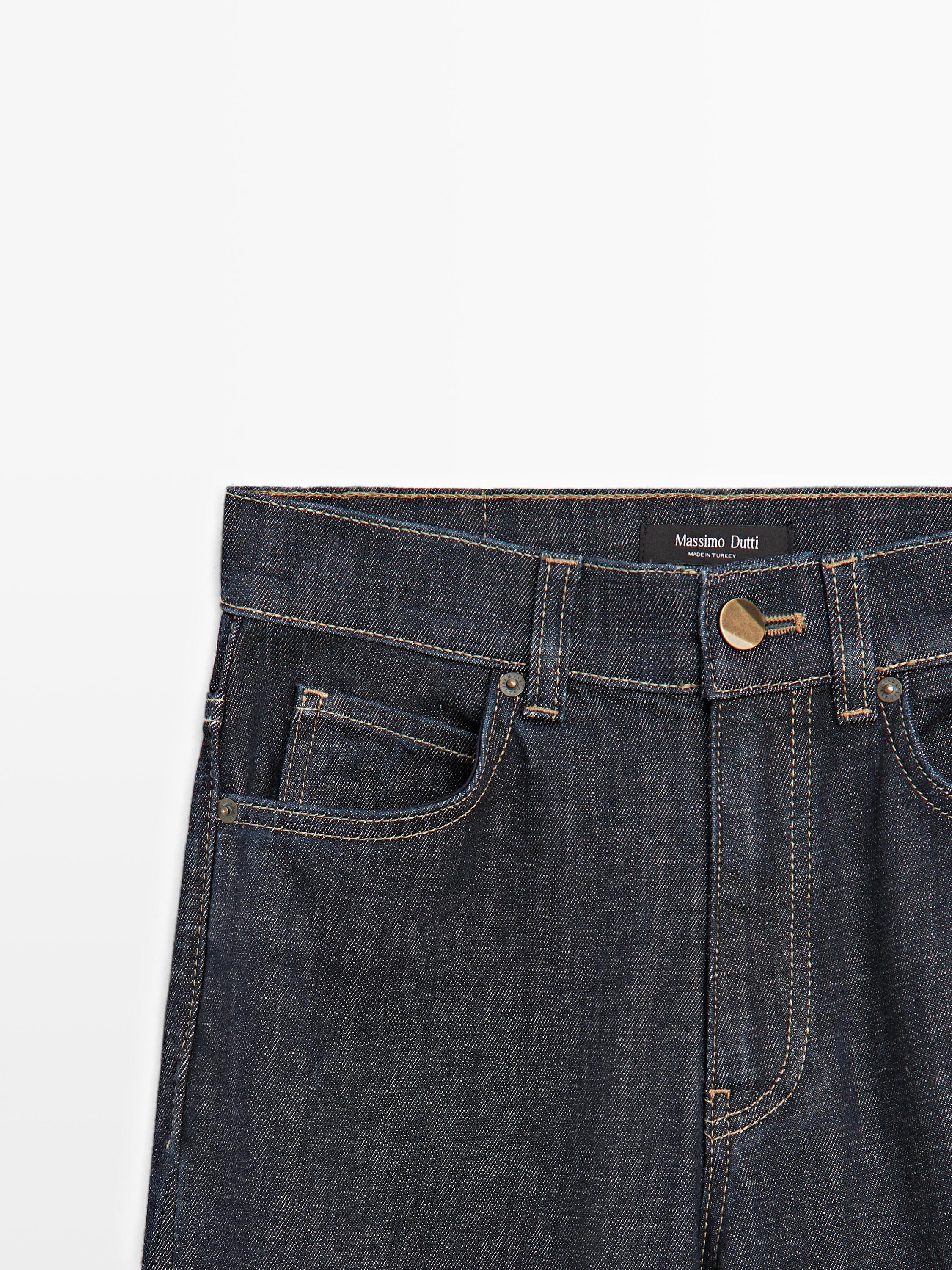 Flared high-waist jeans — DARK BLUE