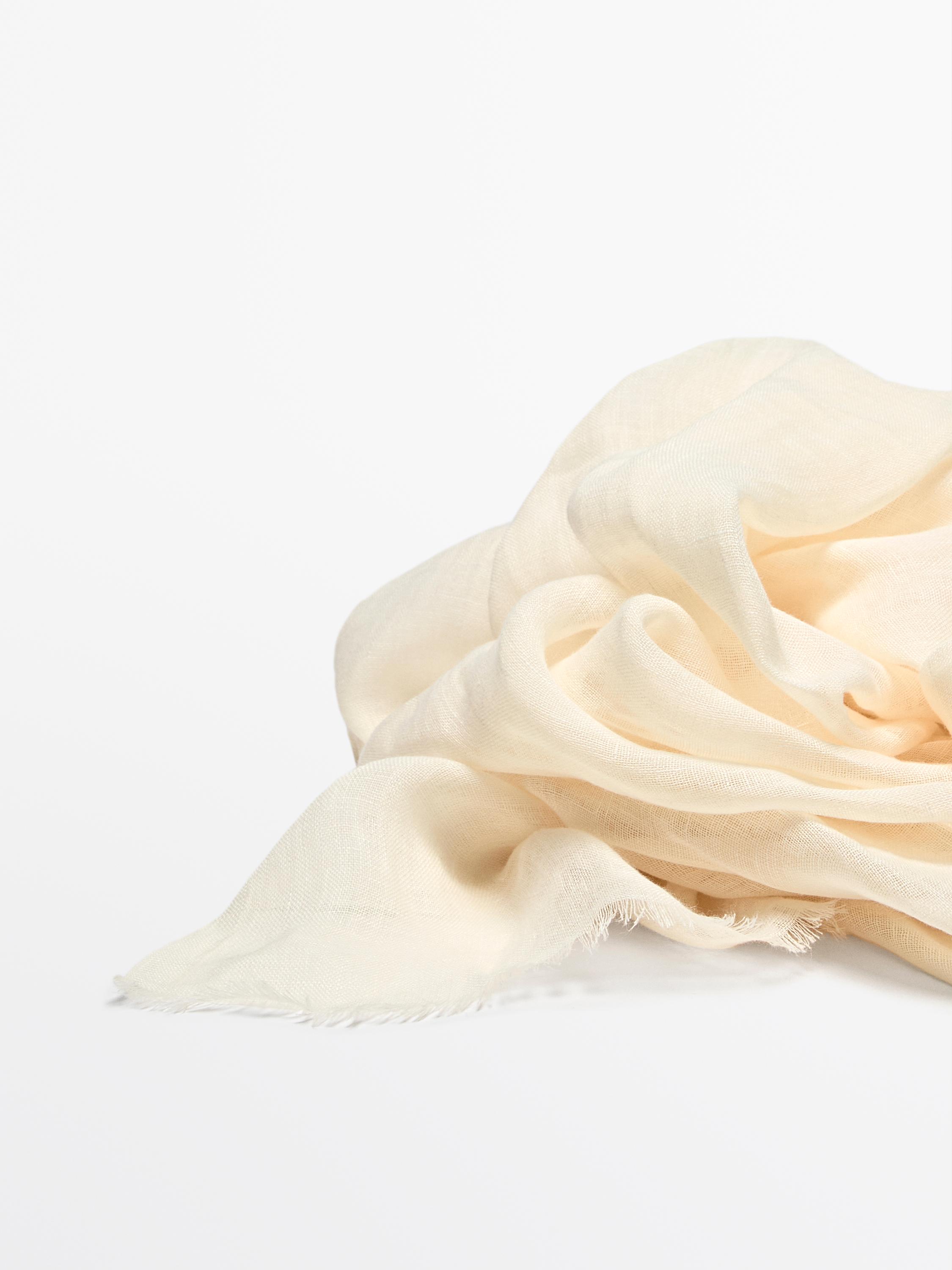 Plain 100% linen scarf — CREAM