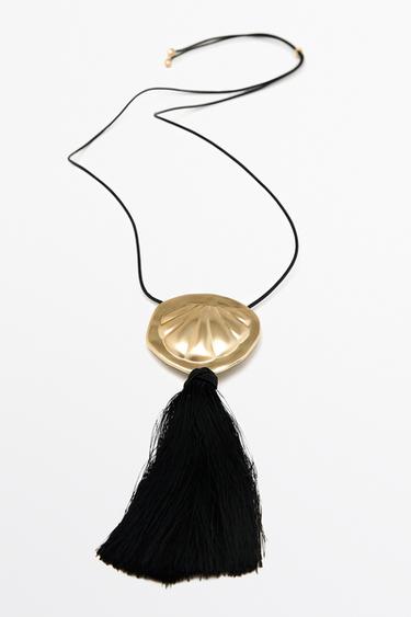 Shell pendant necklace with tassel — GOLDEN 2