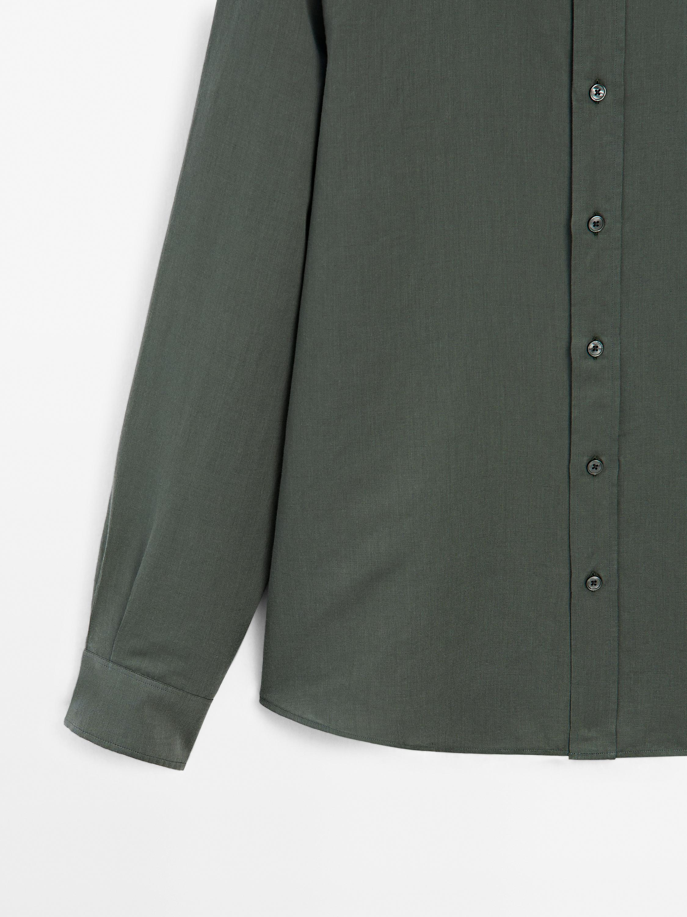 Regular fit cotton blend shirt