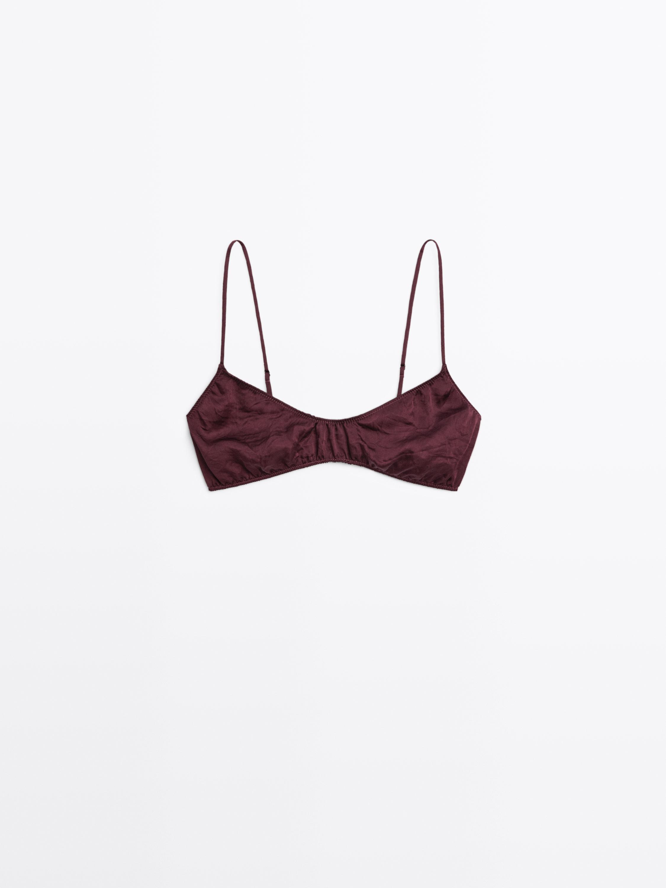 Gathered satin triangle bra - STUDIO