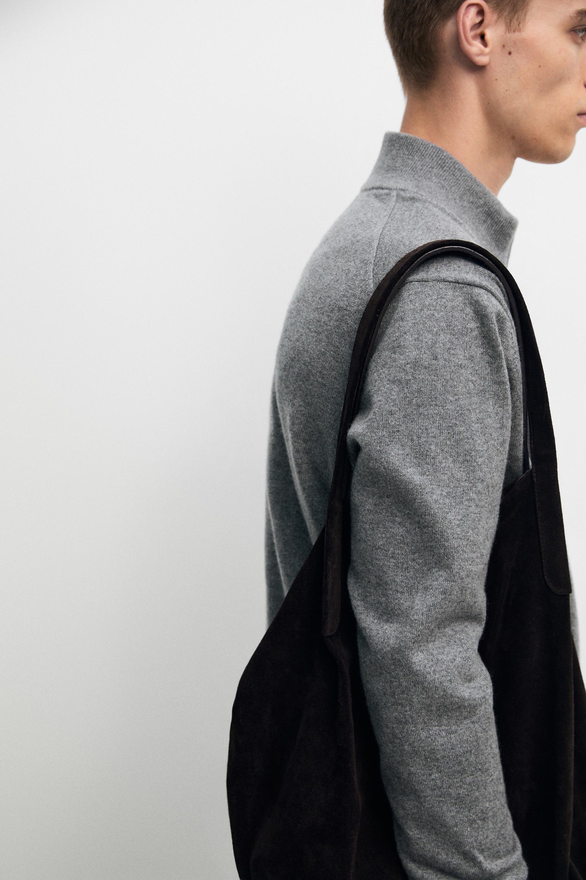 100% cashmere zip-up knit cardigan — ANTHRACITE GREY