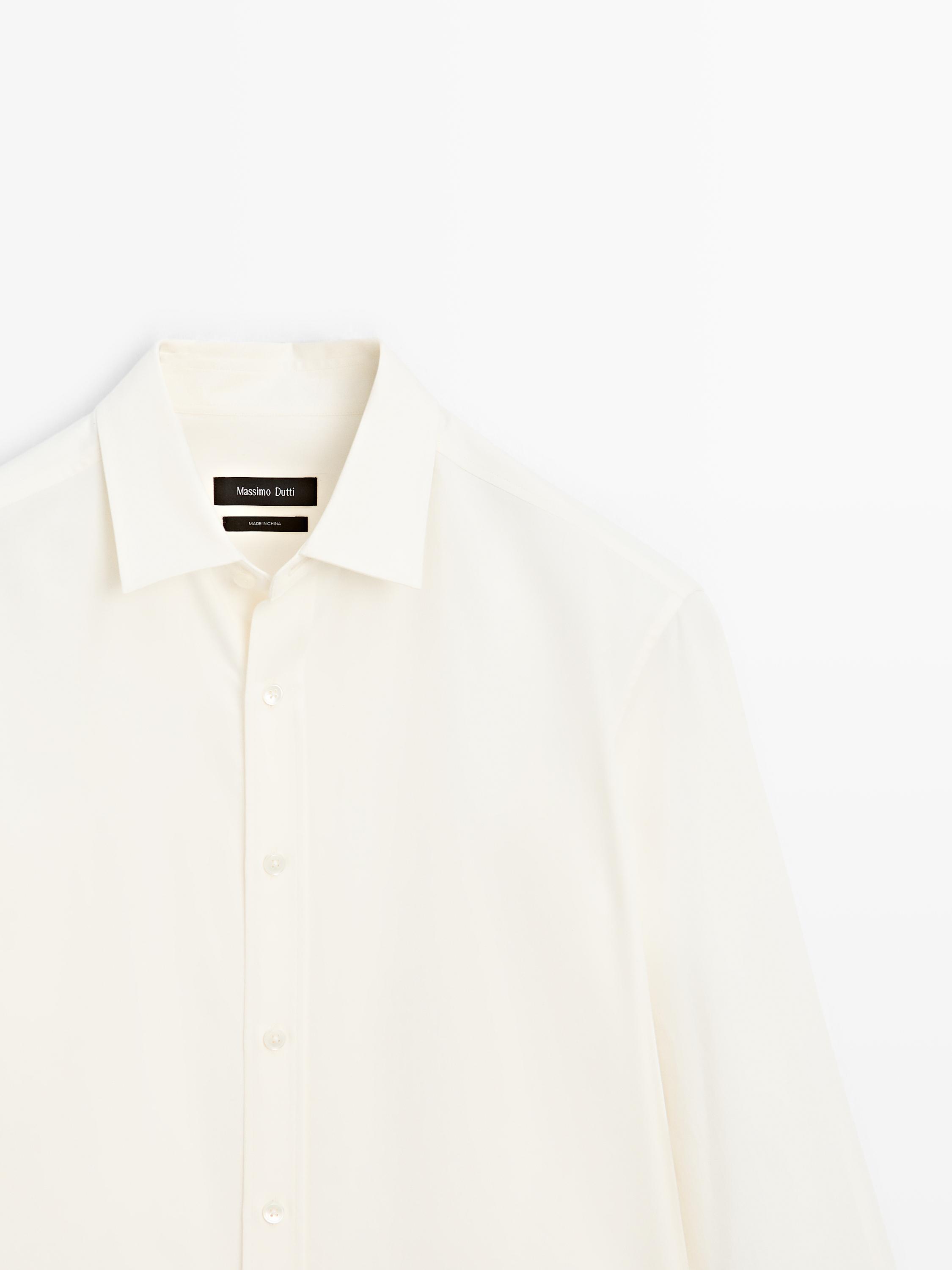 Regular fit cotton blend shirt
